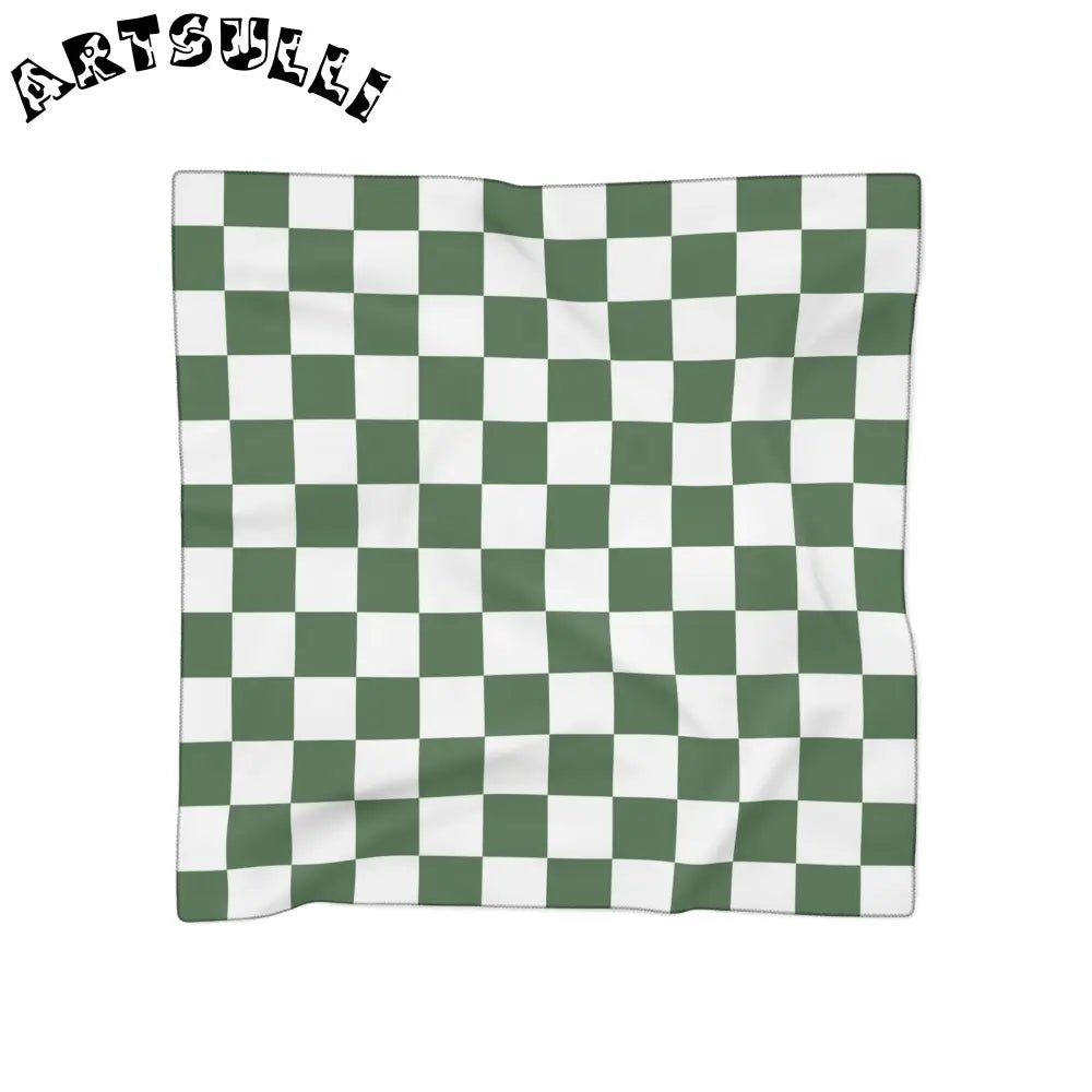 JAKKOUTTHEBXX Checkerboard White and Dark Green Poly Scarf