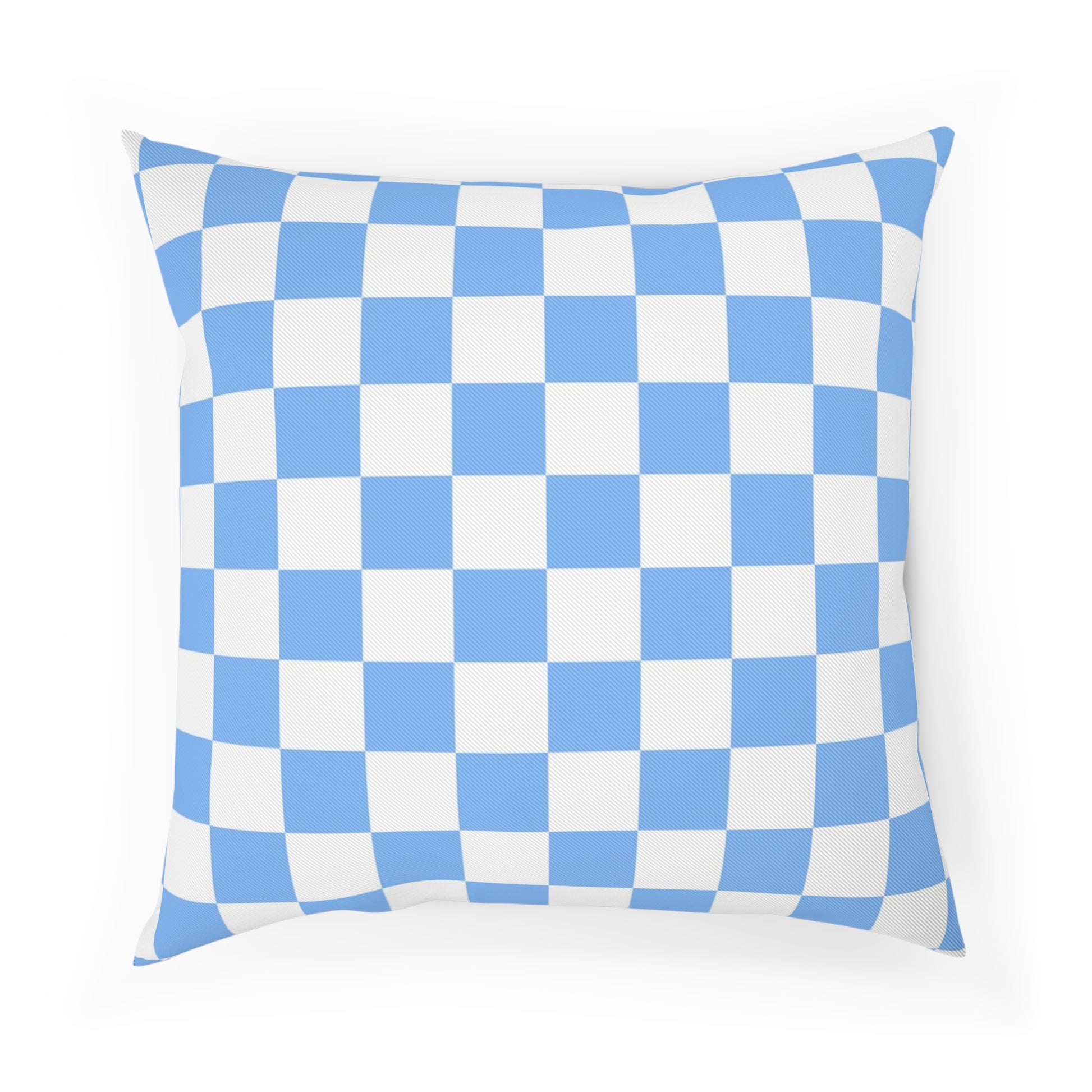 Checkerboard White and Light Blue Cushion, Artsulli - Art is Long, Life is Short, Home Decor, Size, 18.1" × 18.1", , , , , 12585506660612223799
