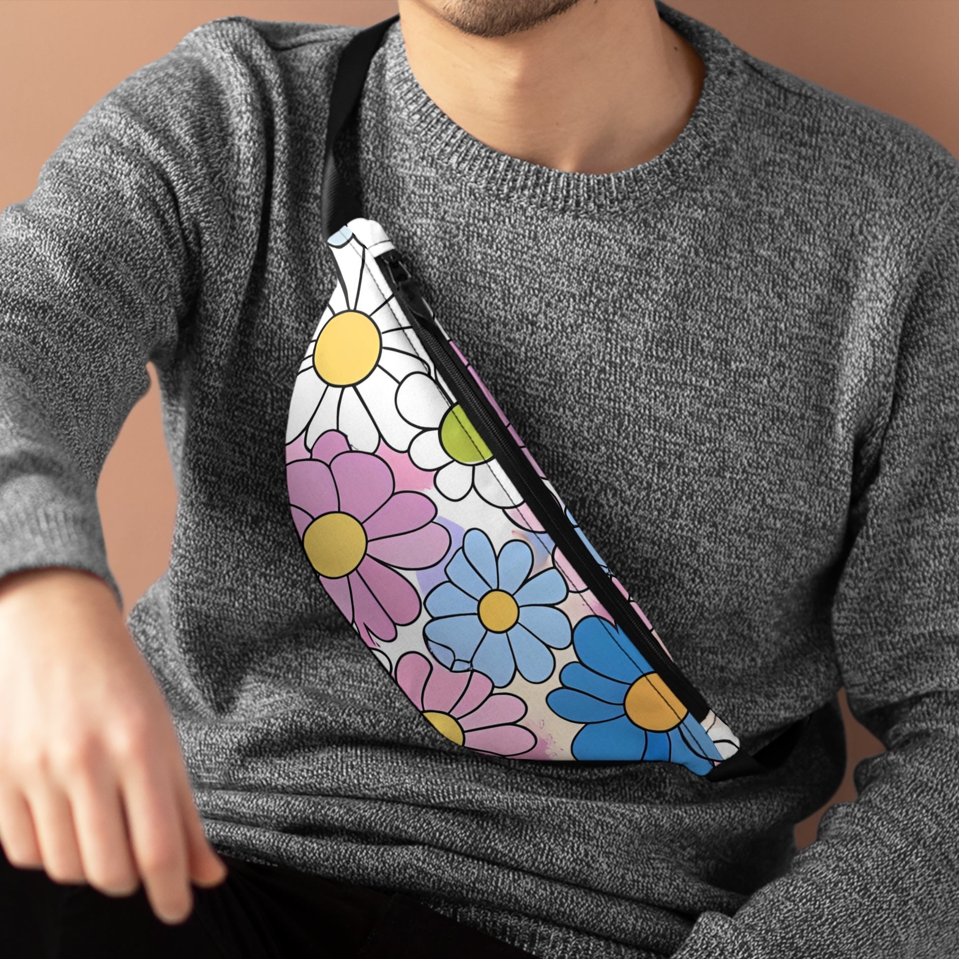 Flower Hour Purple and Blue Fanny Pack, Artsulli - Art is Long, Life is Short, Bags, , , , , , , 