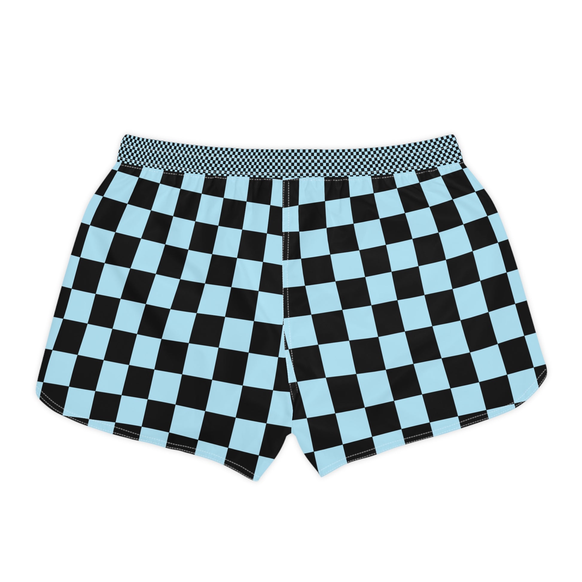 Checkerboard Black and Blue Women's Casual Shorts (AOP), Artsulli - Art is Long, Life is Short, All Over Prints, , , , , , , 