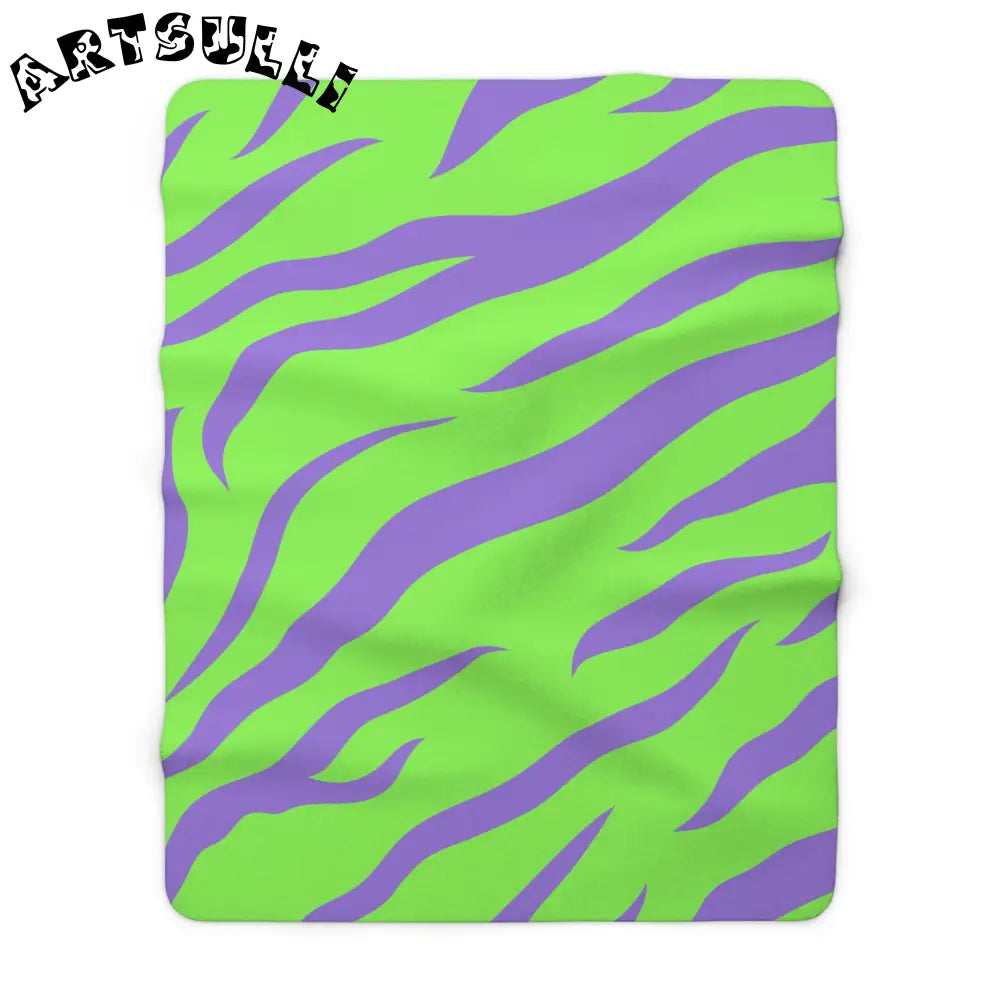 JAKKOUTTHEBXX Tyrannosaurus Print Green and Purple Sherpa Fleece