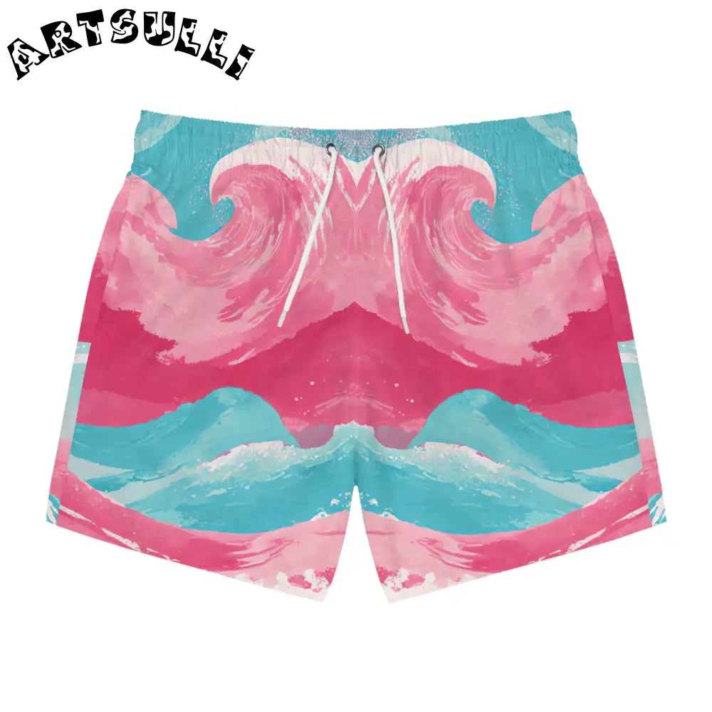 JAKKOUTTHEBXX The Great Pastelwave Pink and Blue Swim Trunks (AOP)
