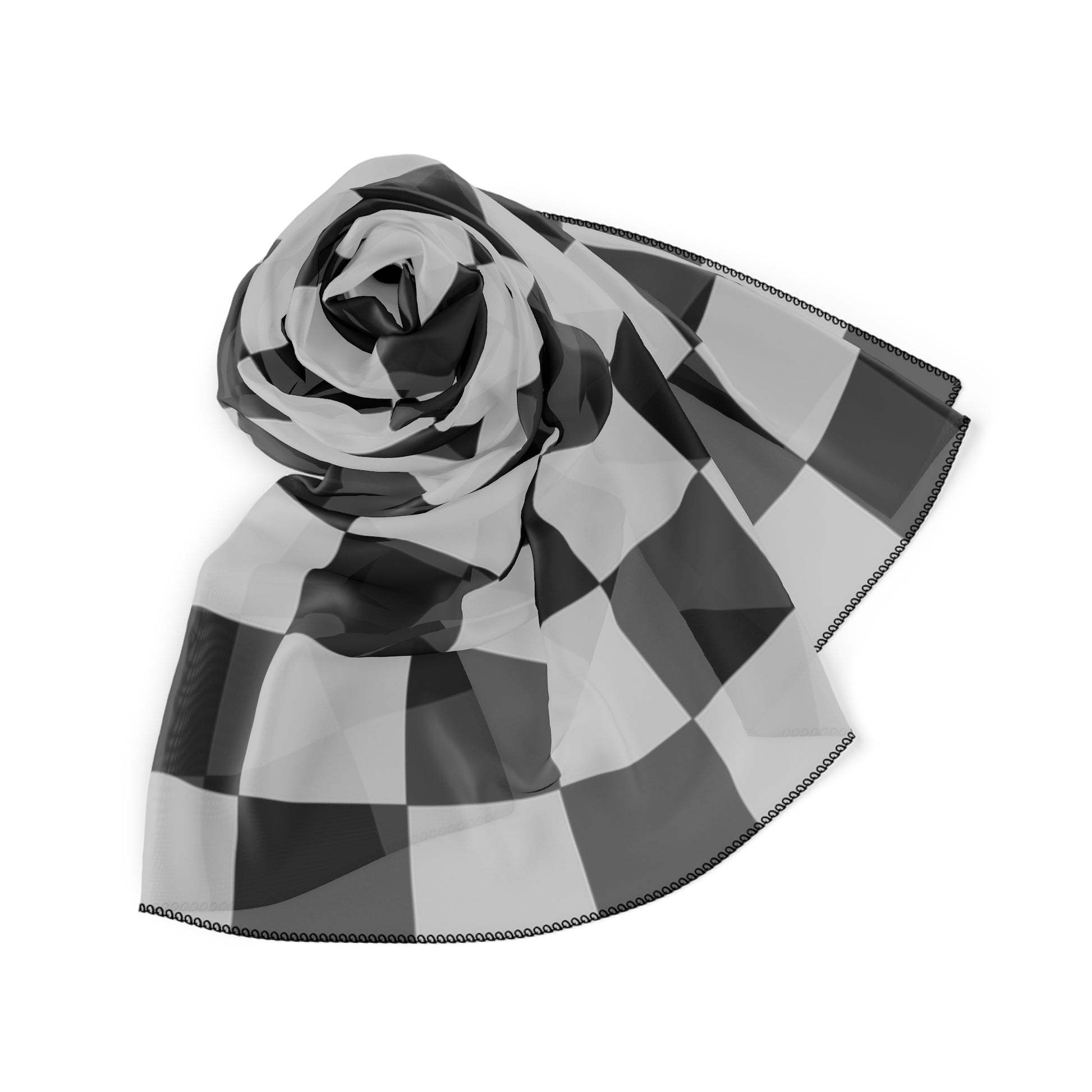 Checkerboard Dada Black and Light Gray Poly Scarf, Artsulli - Art is Long, Life is Short, Accessories, , , , , , , 