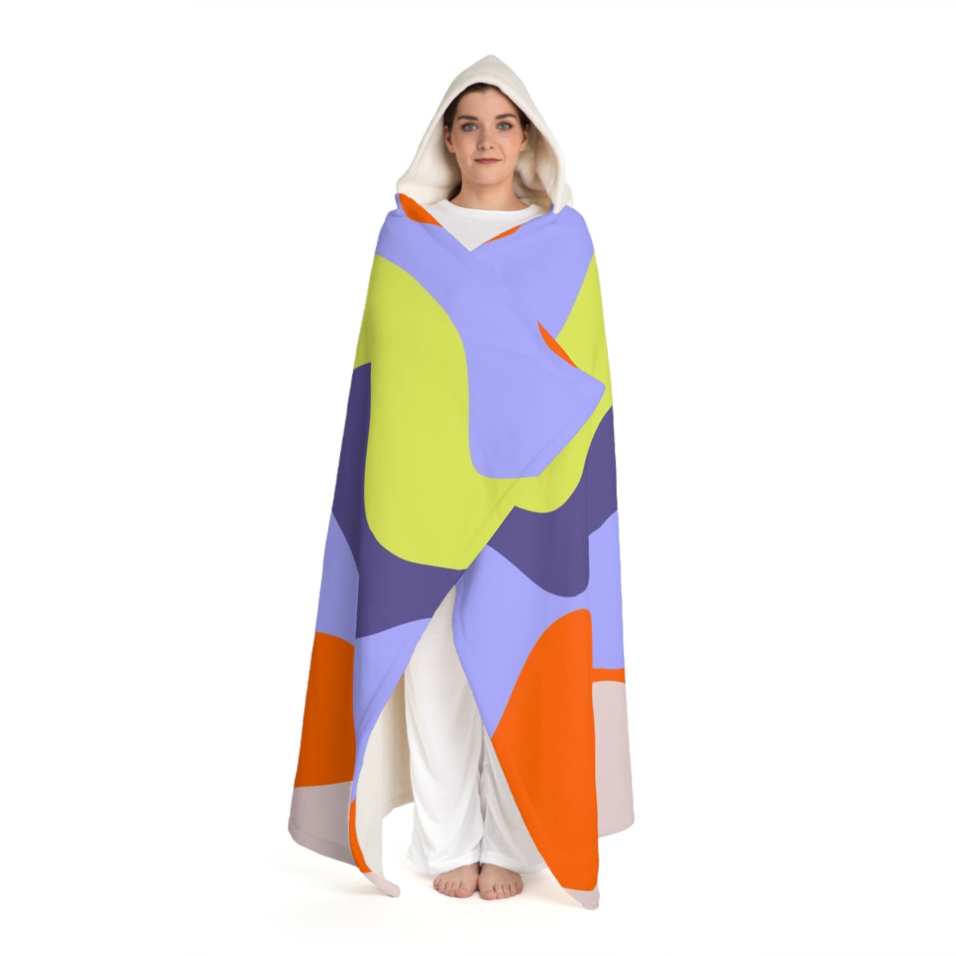 Waves Red and Blue Hooded Sherpa Fleece Blanket, Artsulli - Art is Long, Life is Short, All Over Prints, , , , , , , 