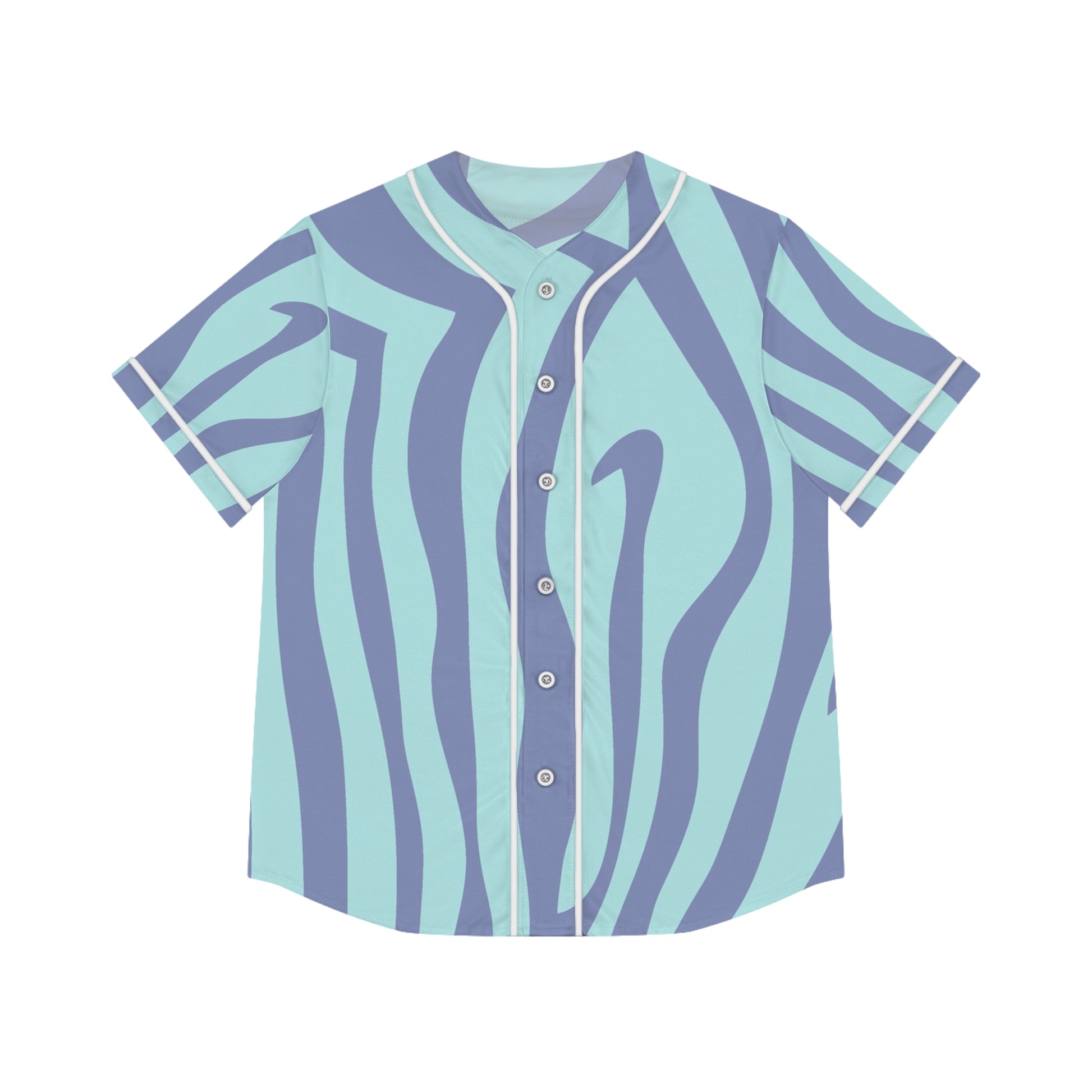 Amorphous Blue Zebra Banner Women's Baseball Jersey (AOP), Artsulli - Art is Long, Life is Short, All Over Prints, Size, XS, Color, White, , , 20412308004535