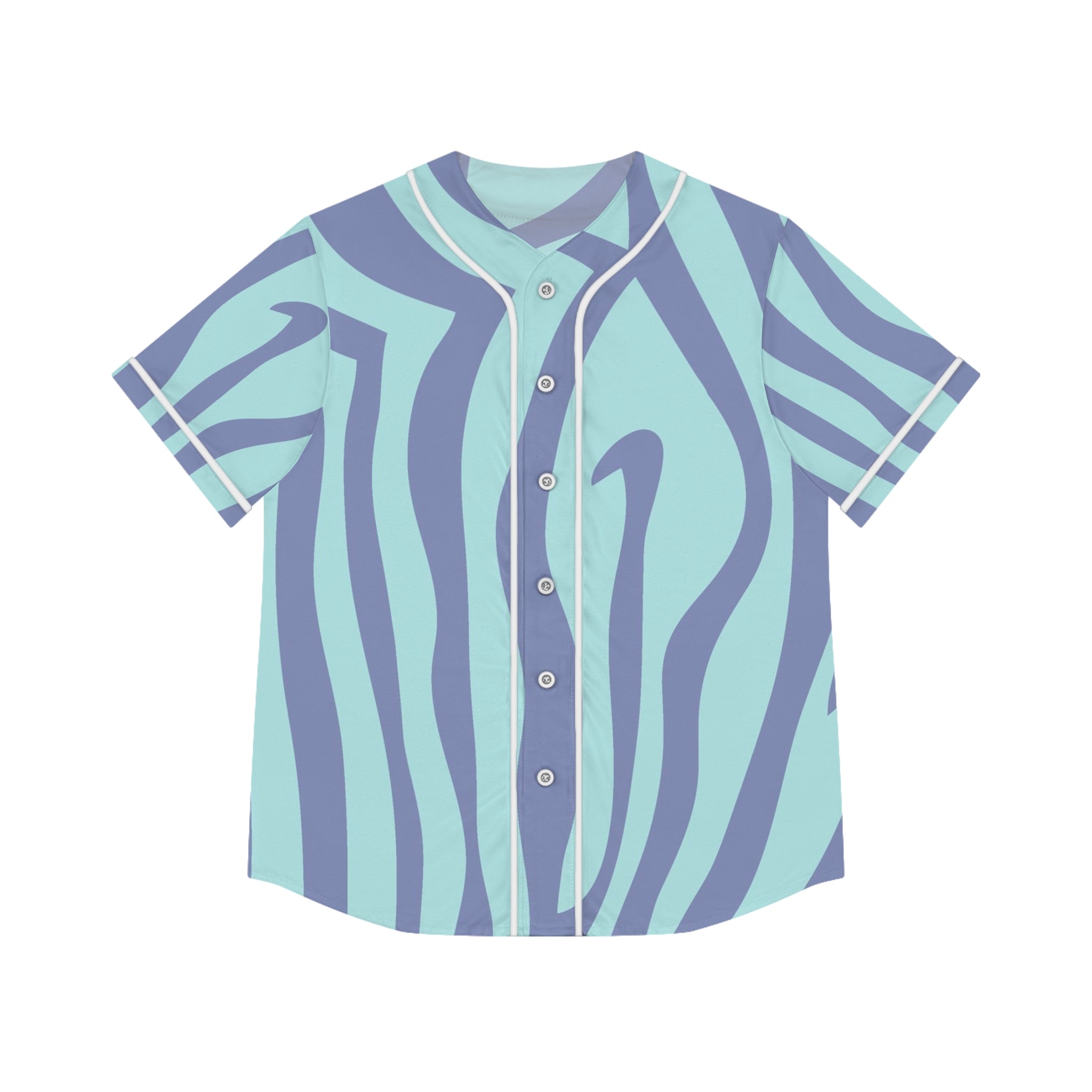 Amorphous Blue Zebra Banner Women's Baseball Jersey (AOP), Artsulli - Art is Long, Life is Short, All Over Prints, Size, XS, Color, White, , , 20412308004535