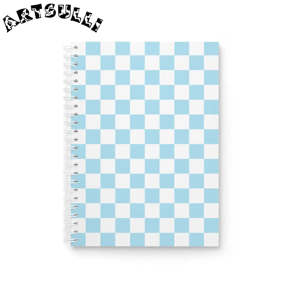 JAKKOUTTHEBXX Checkerboard Sky Blue Spiral Notebook JAKKOUTTHEBXX