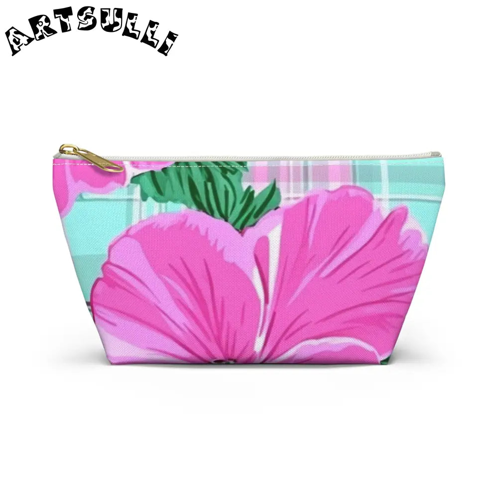 JAKKOUTTHEBXX Pink Floral Art Transferred Cosmetic Pouch