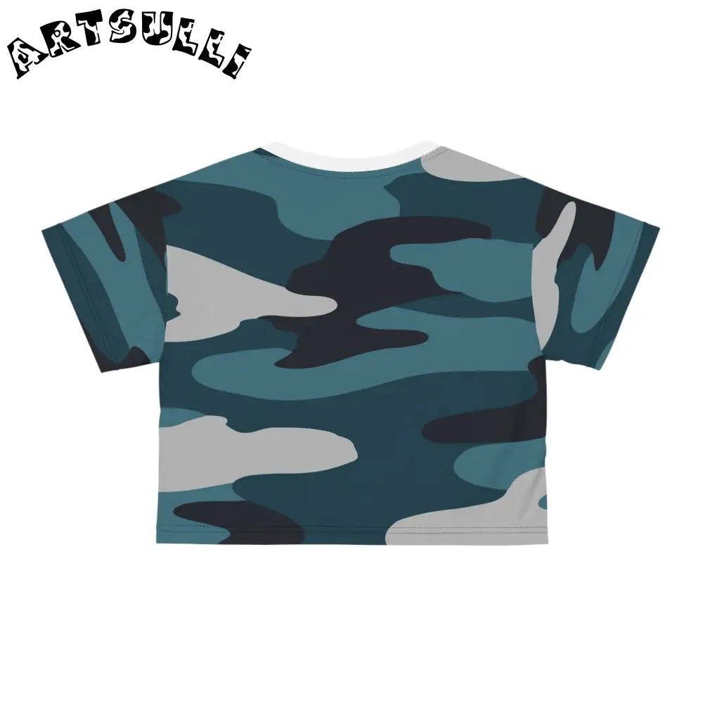 JAKKOUTTHEBXX Blue Camouflage Crop Tee (AOP) JAKKOUTTHEBXX Artsulli