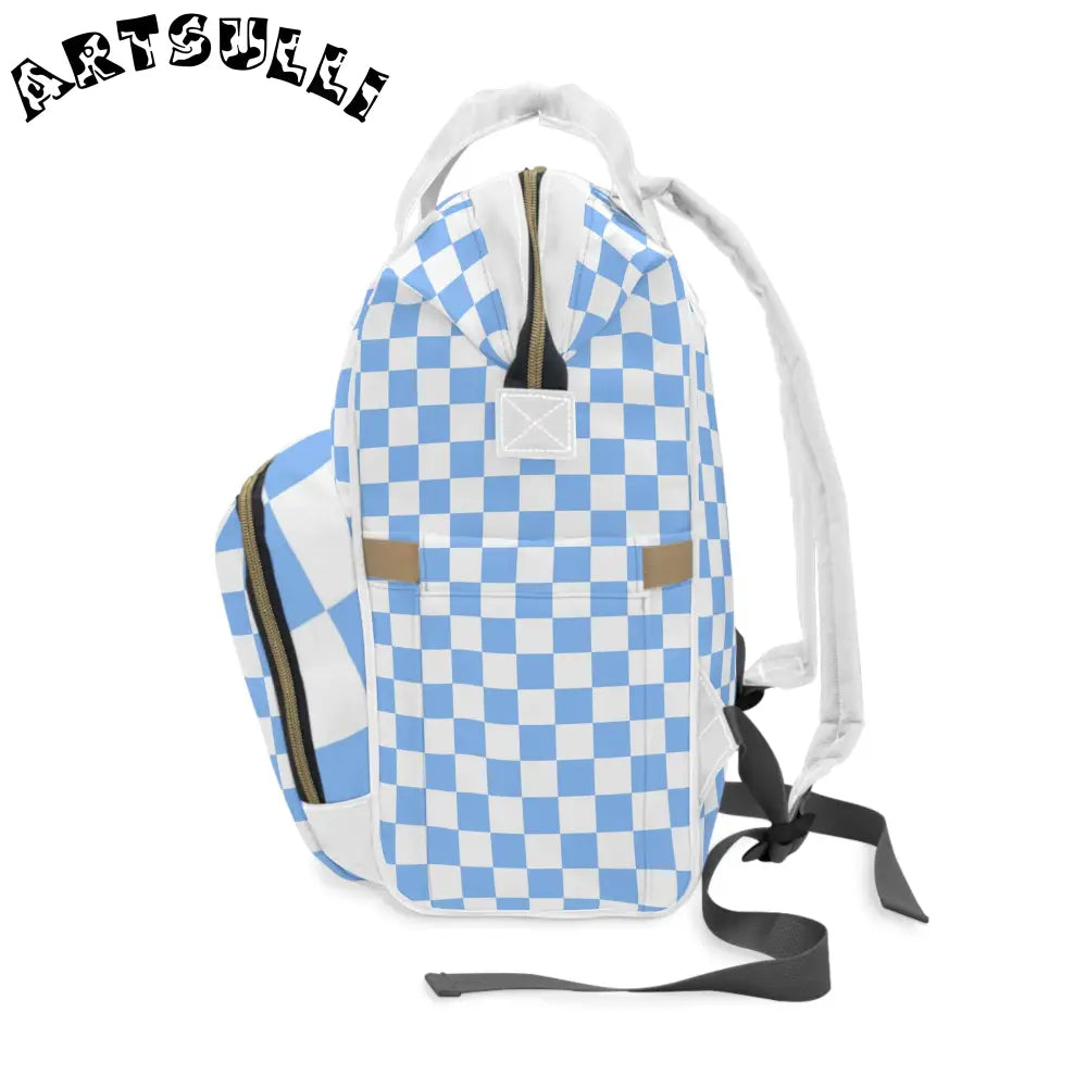JAKKOUTTHEBXX Checkerboard White and Light Blue Multifunctional