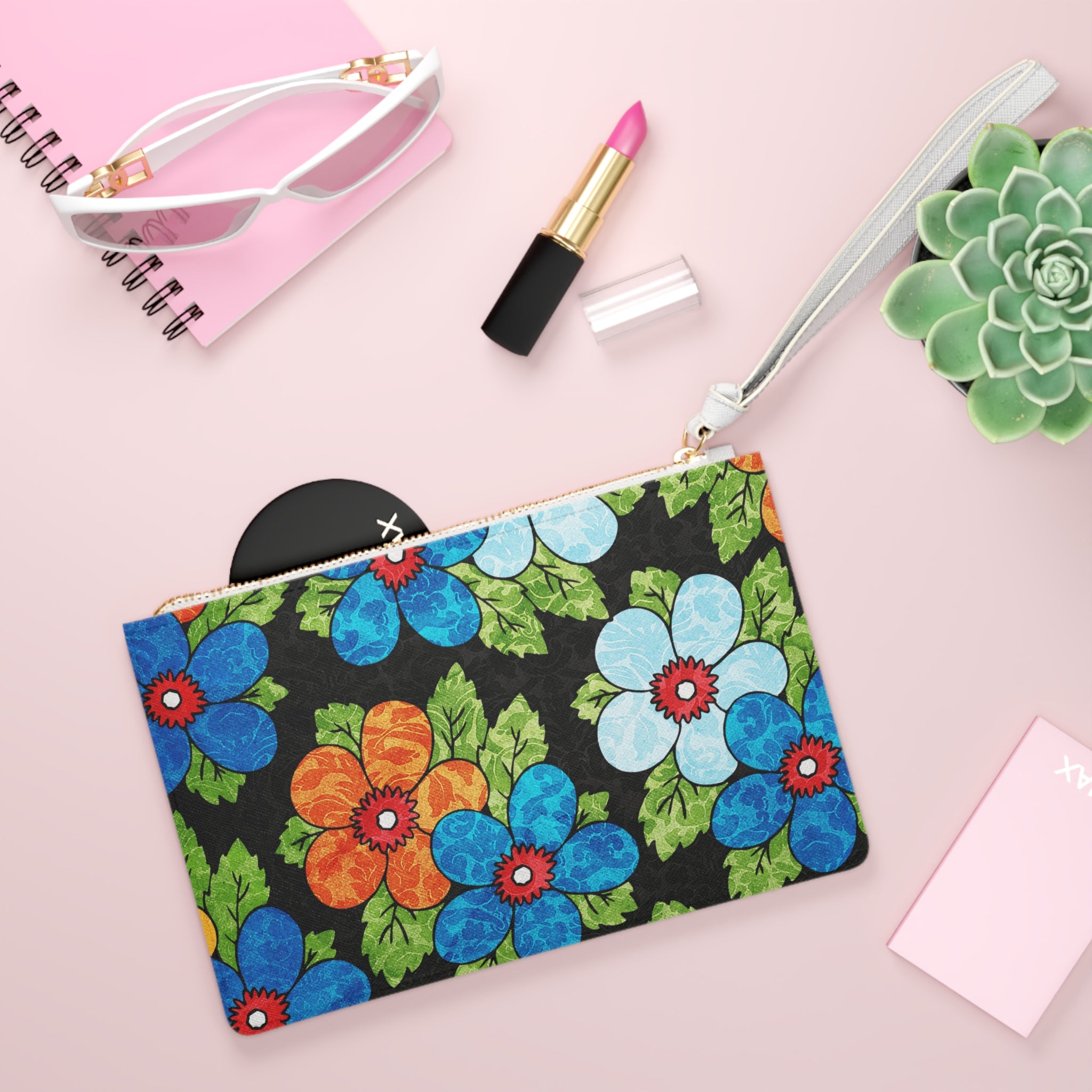 Groovy Black Floral Kl II Clutch Bag, Artsulli - Art is Long, Life is Short, Bags, , , , , , , 