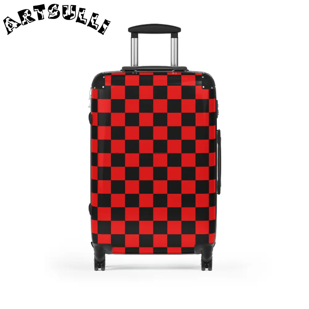 JAKKOUTTHEBXX Checkerboard Red and Black Suitcase JAKKOUTTHEBXX