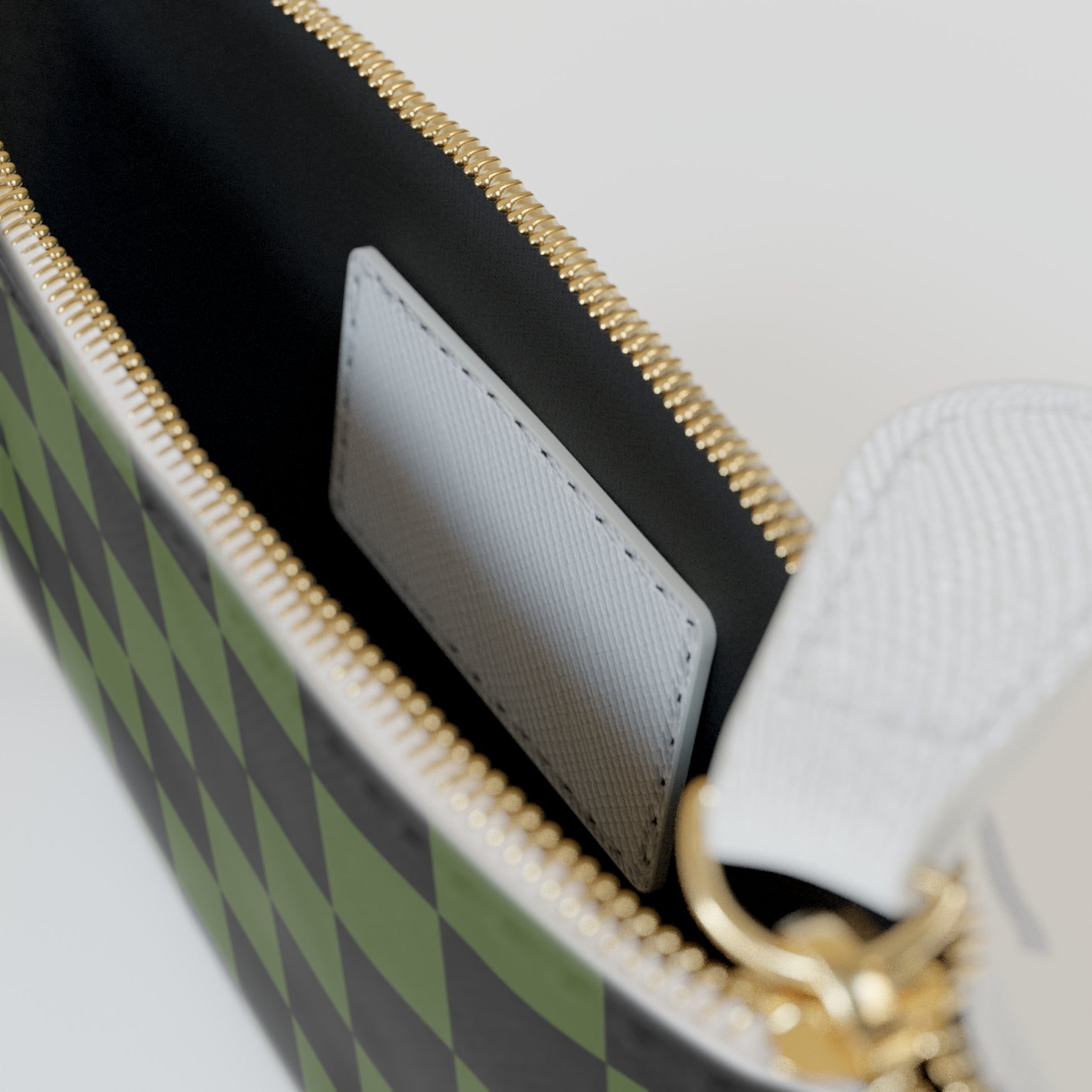 Checkerboard Olive Green and Black Mini Clutch Bag, Artsulli - Art is Long, Life is Short, Bags, , , , , , , 