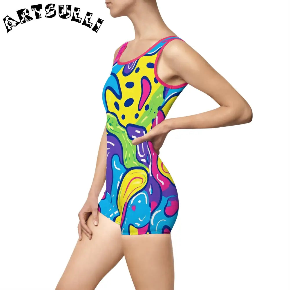 JAKKOUTTHEBXX Colorful Abstract Print Boyleg One-Piece 2025