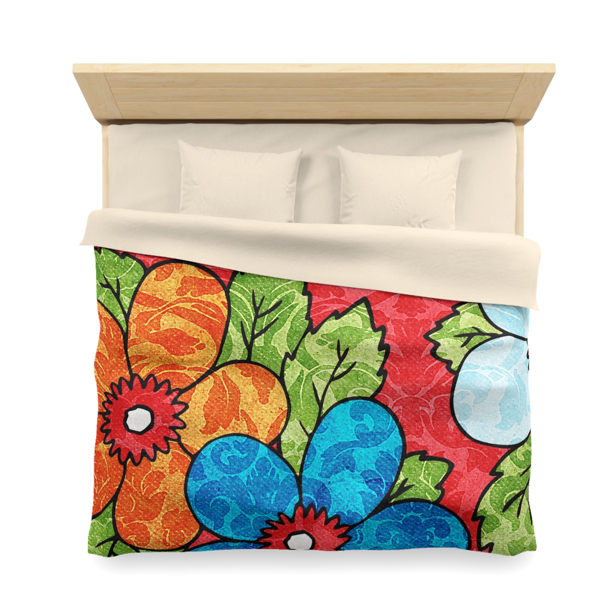 Groovy Red Floral Kl Microfiber Duvet Cover, Artsulli - Art is Long, Life is Short, Home Decor, , , , , , , 