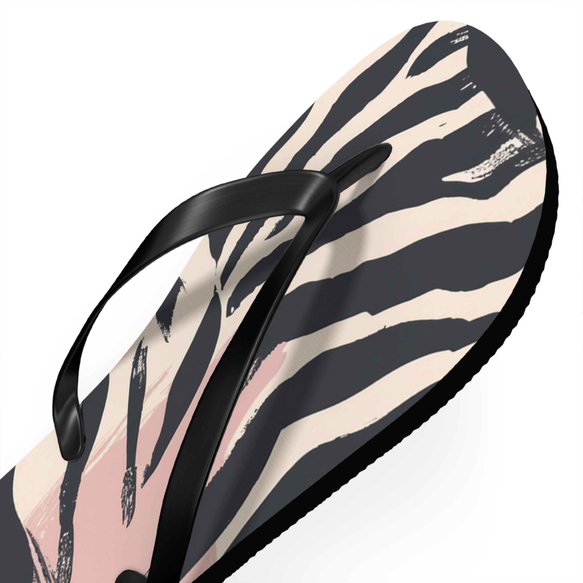 Zebra Brush Strokes Flip Flops, Artsulli - Art is Long, Life is Short, Shoes, , , , , , , 