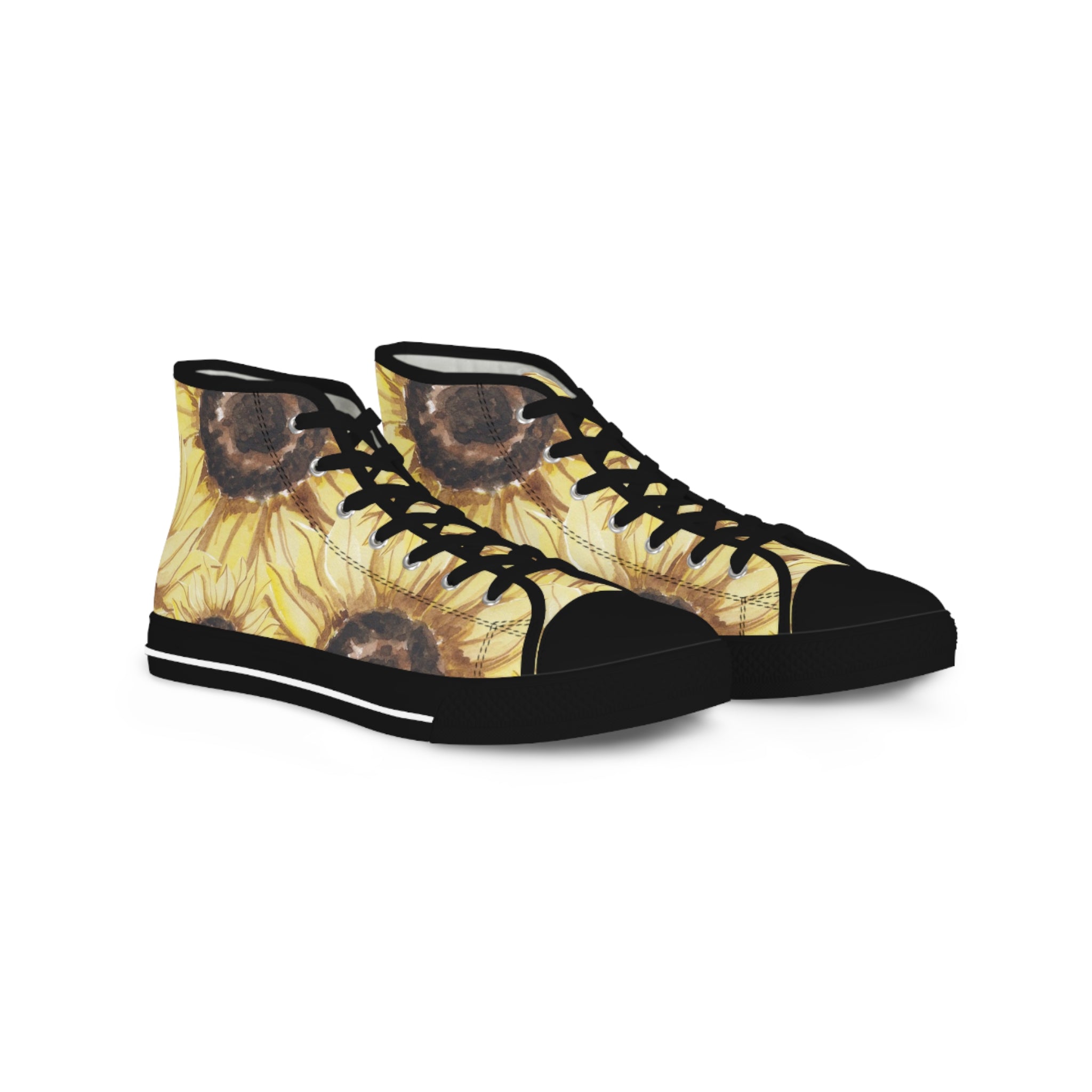 Retro Anime Sunflower Men's High Top Sneakers, Artsulli - Art is Long, Life is Short, Shoes, Size, US 5, Color, Black sole, , , 30321052807512061026