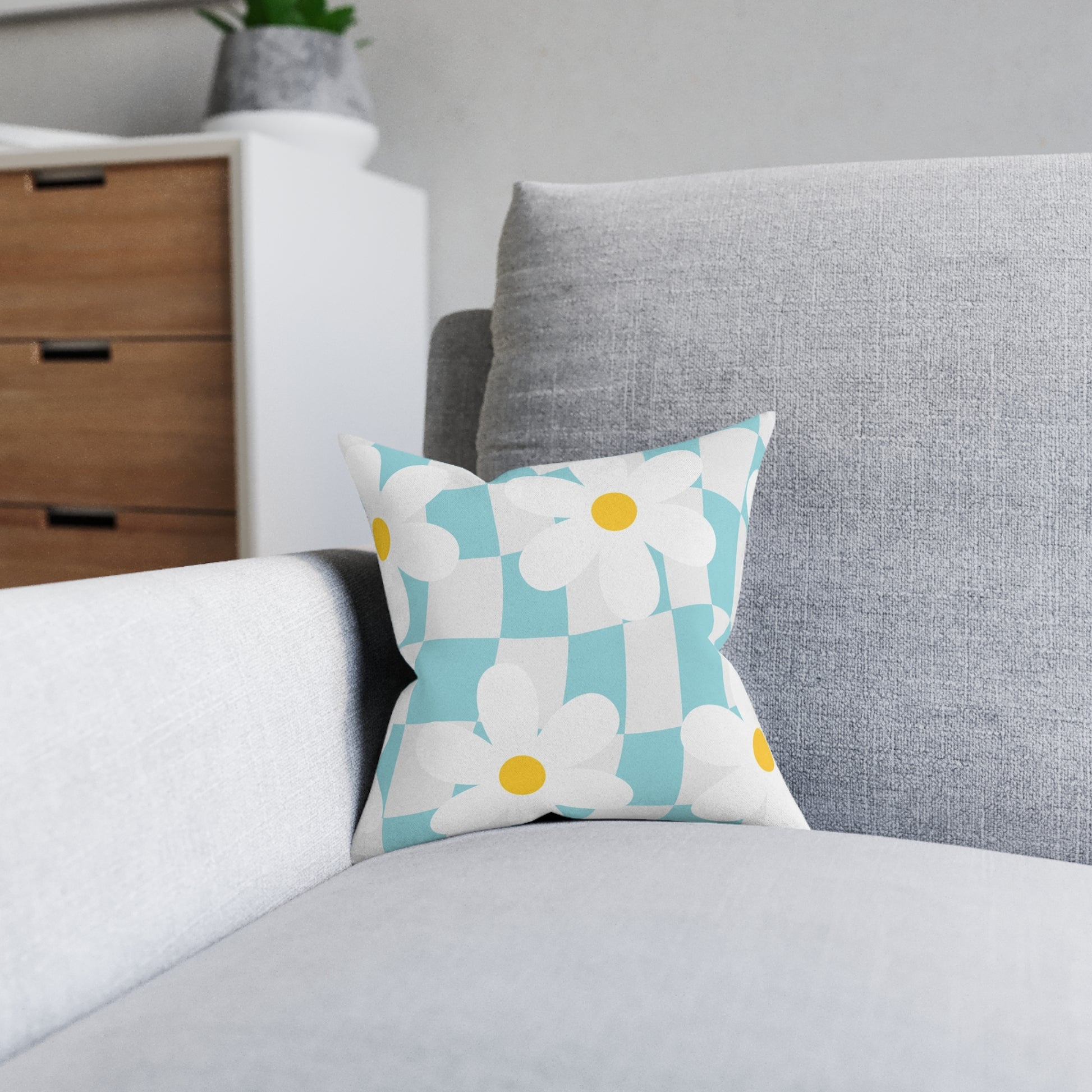 Trippy Check Garden Square Pillow, Artsulli - Art is Long, Life is Short, Home Decor, , , , , , , 