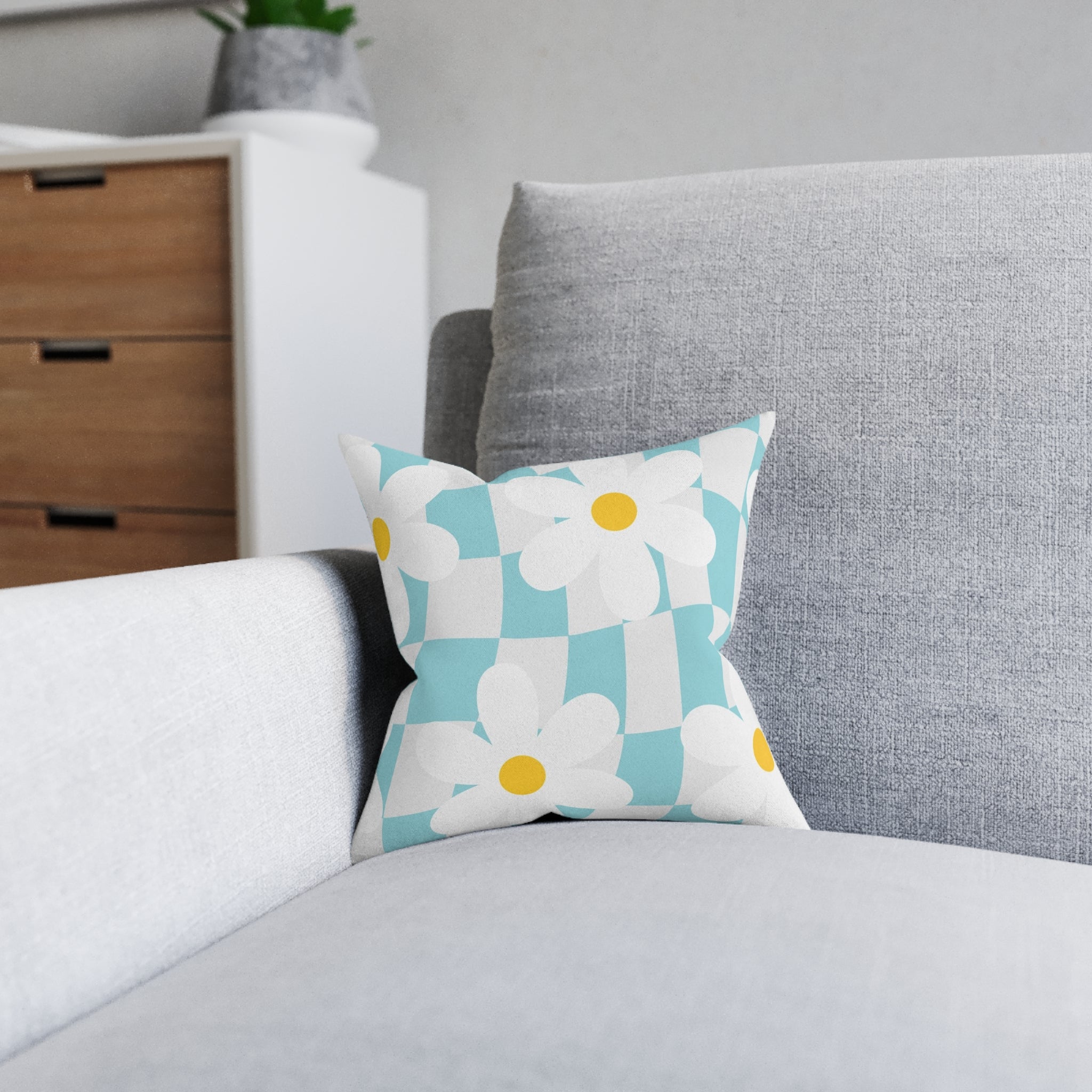 Trippy Check Garden Square Pillow, Artsulli - Art is Long, Life is Short, Home Decor, , , , , , , 