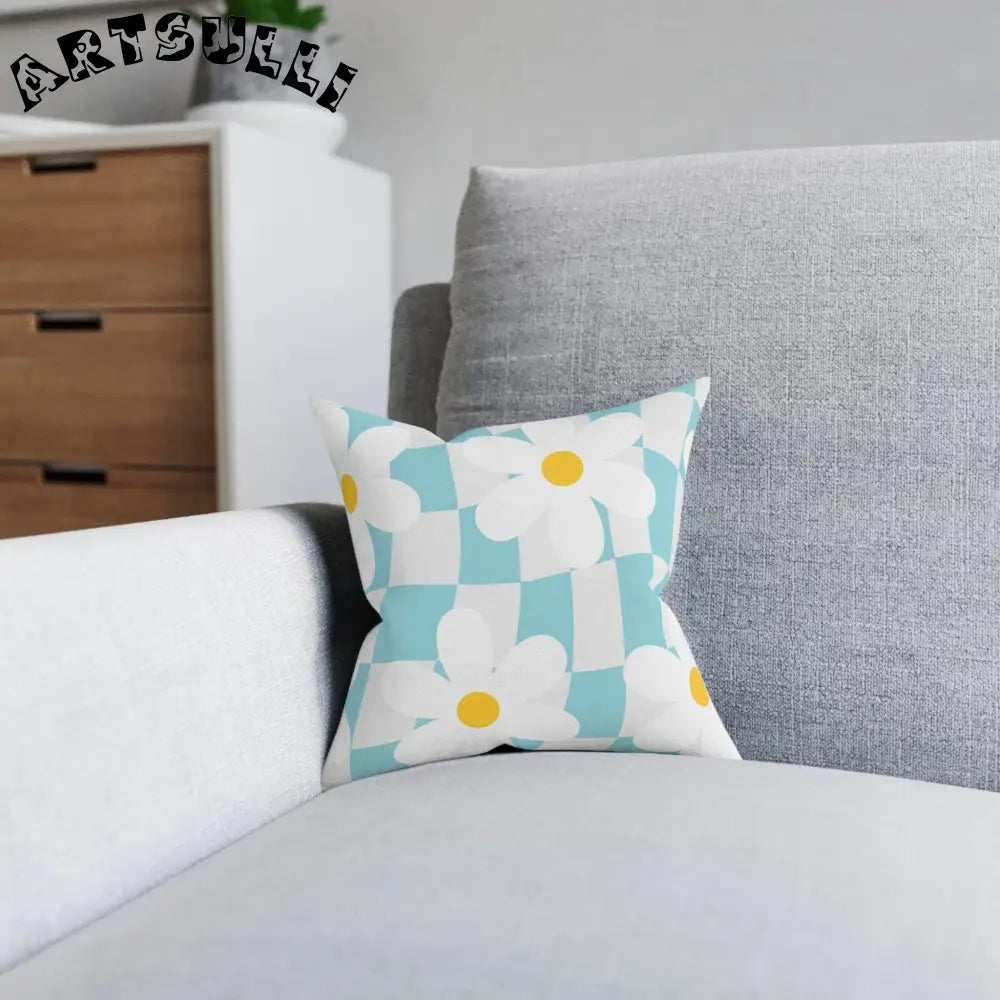 JAKKOUTTHEBXX Trippy Check Garden Square Pillow JAKKOUTTHEBXX