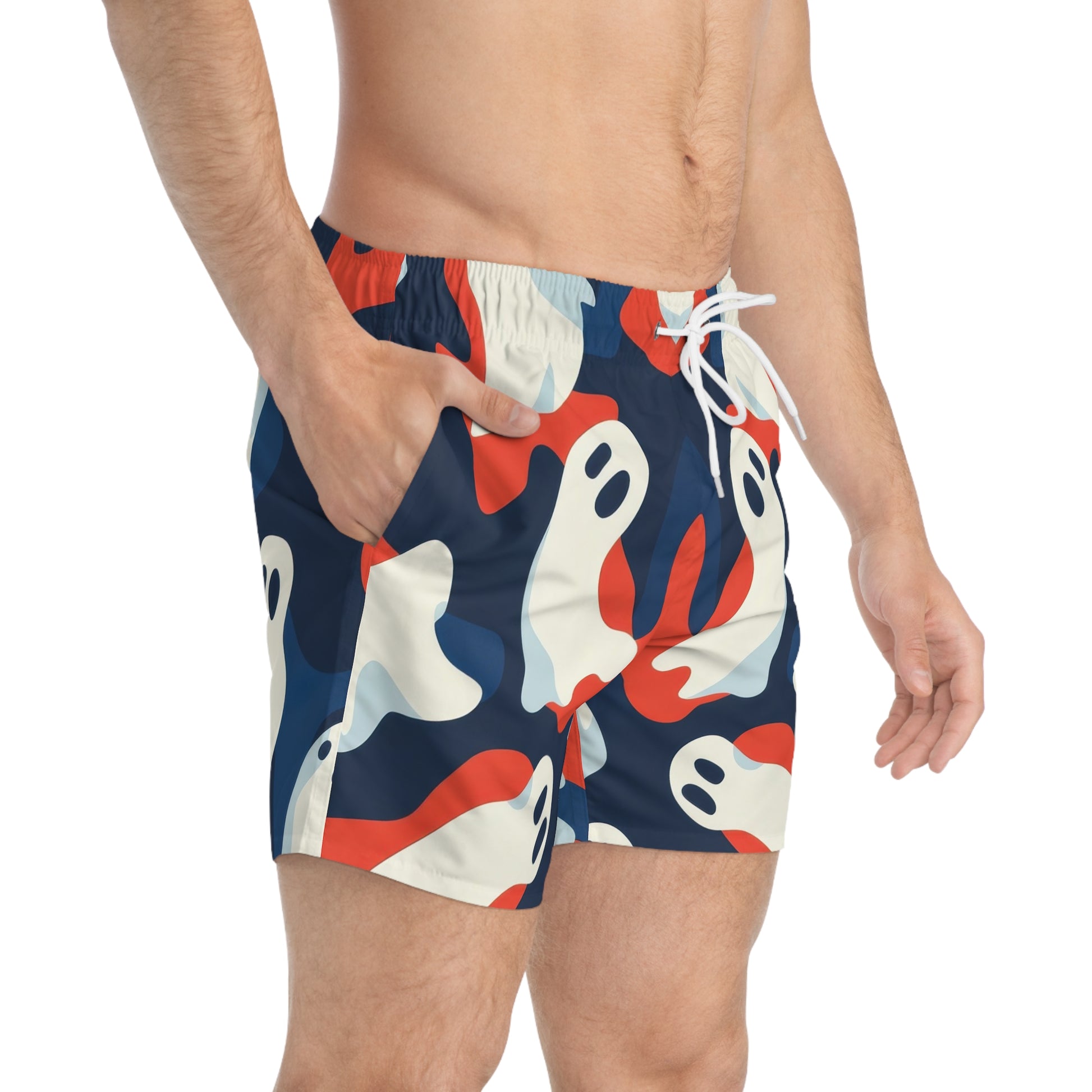 Camo Ghosts Swim Trunks (AOP), Artsulli - Art is Long, Life is Short, All Over Prints, , , , , , , 