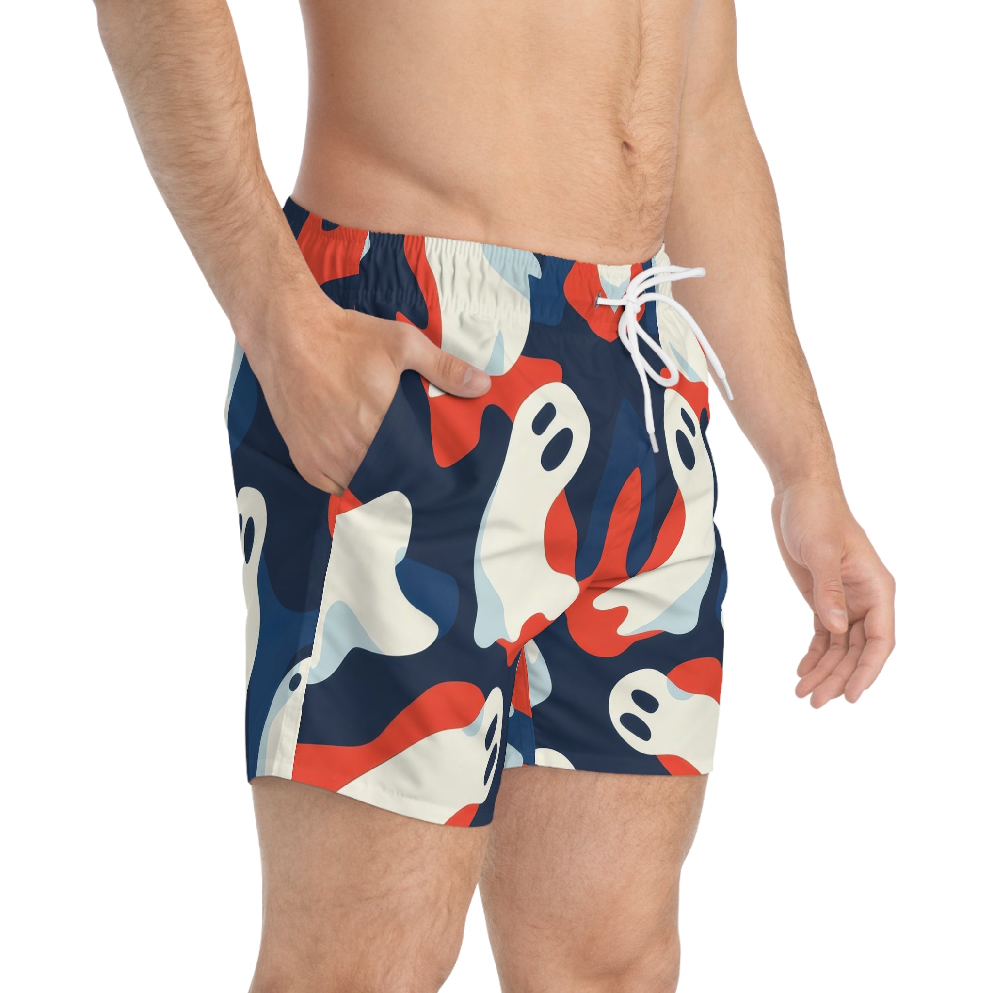Camo Ghosts Swim Trunks (AOP), Artsulli - Art is Long, Life is Short, All Over Prints, , , , , , , 