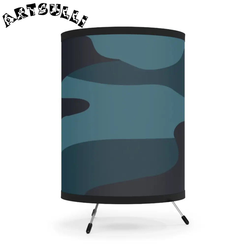 JAKKOUTTHEBXX Blue Camouflage Tripod Lamp with High-Res Printed