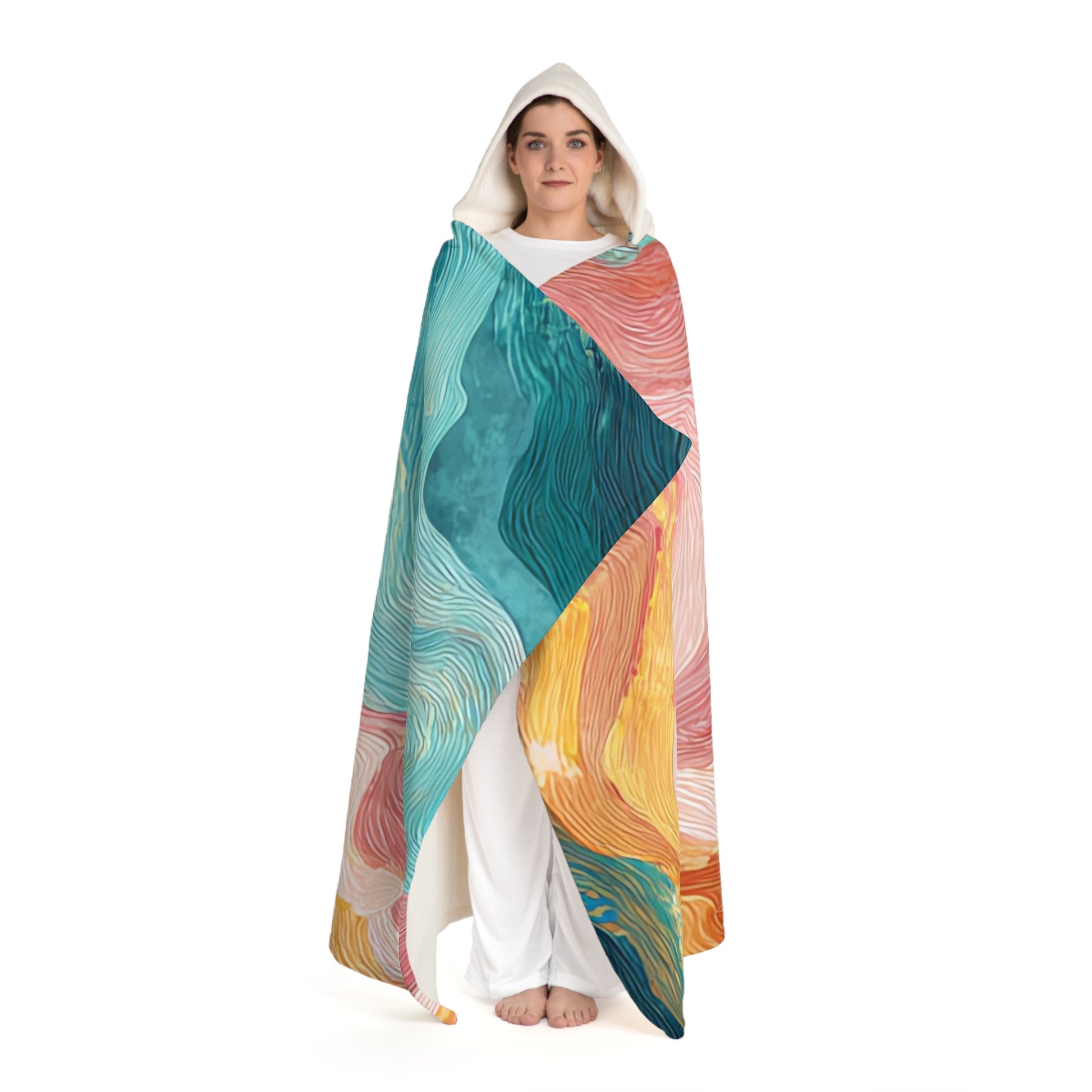 Liquid Marble Spill Hooded Sherpa Fleece Blanket, Artsulli - Art is Long, Life is Short, All Over Prints, , , , , , , 