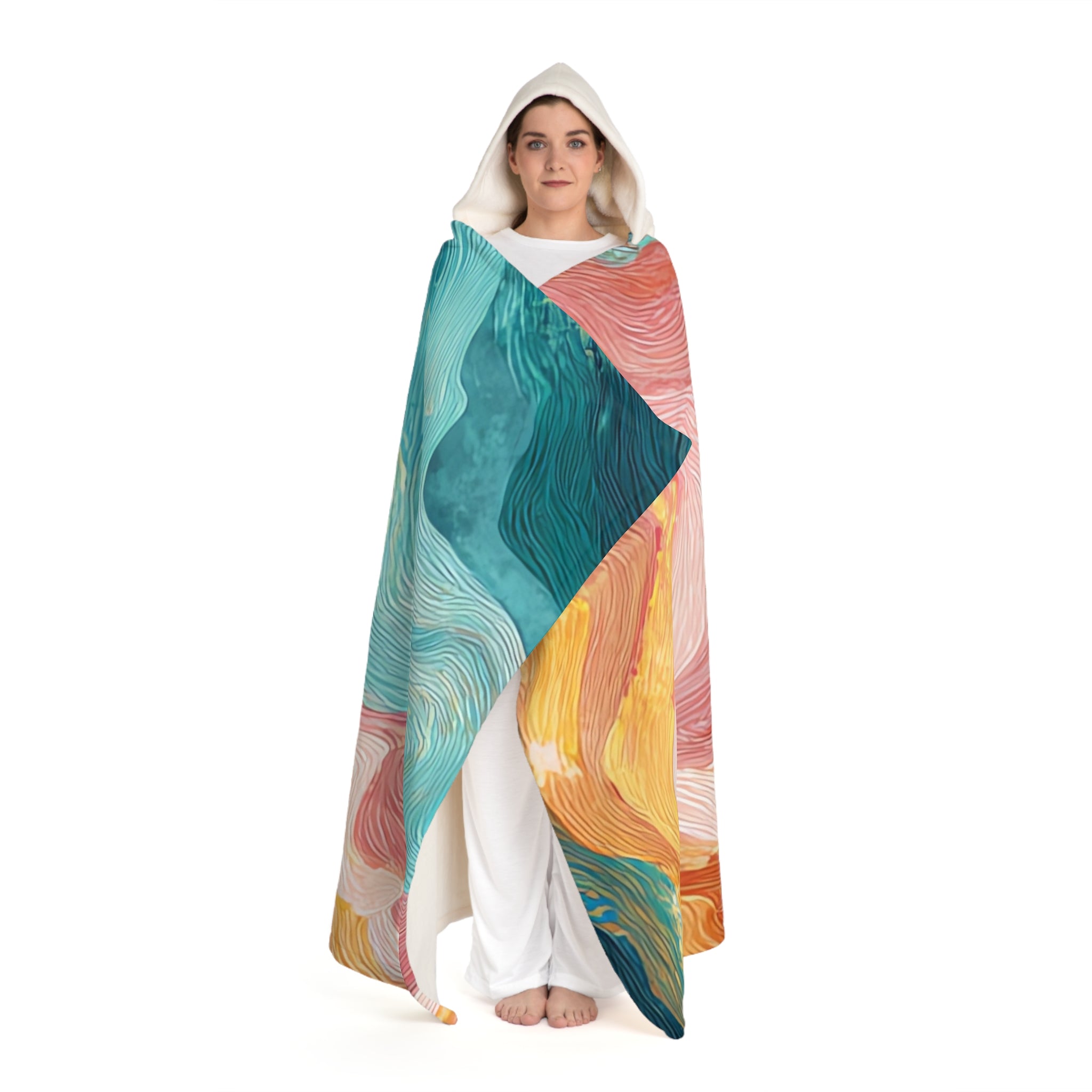 Liquid Marble Spill Hooded Sherpa Fleece Blanket, Artsulli - Art is Long, Life is Short, All Over Prints, , , , , , , 