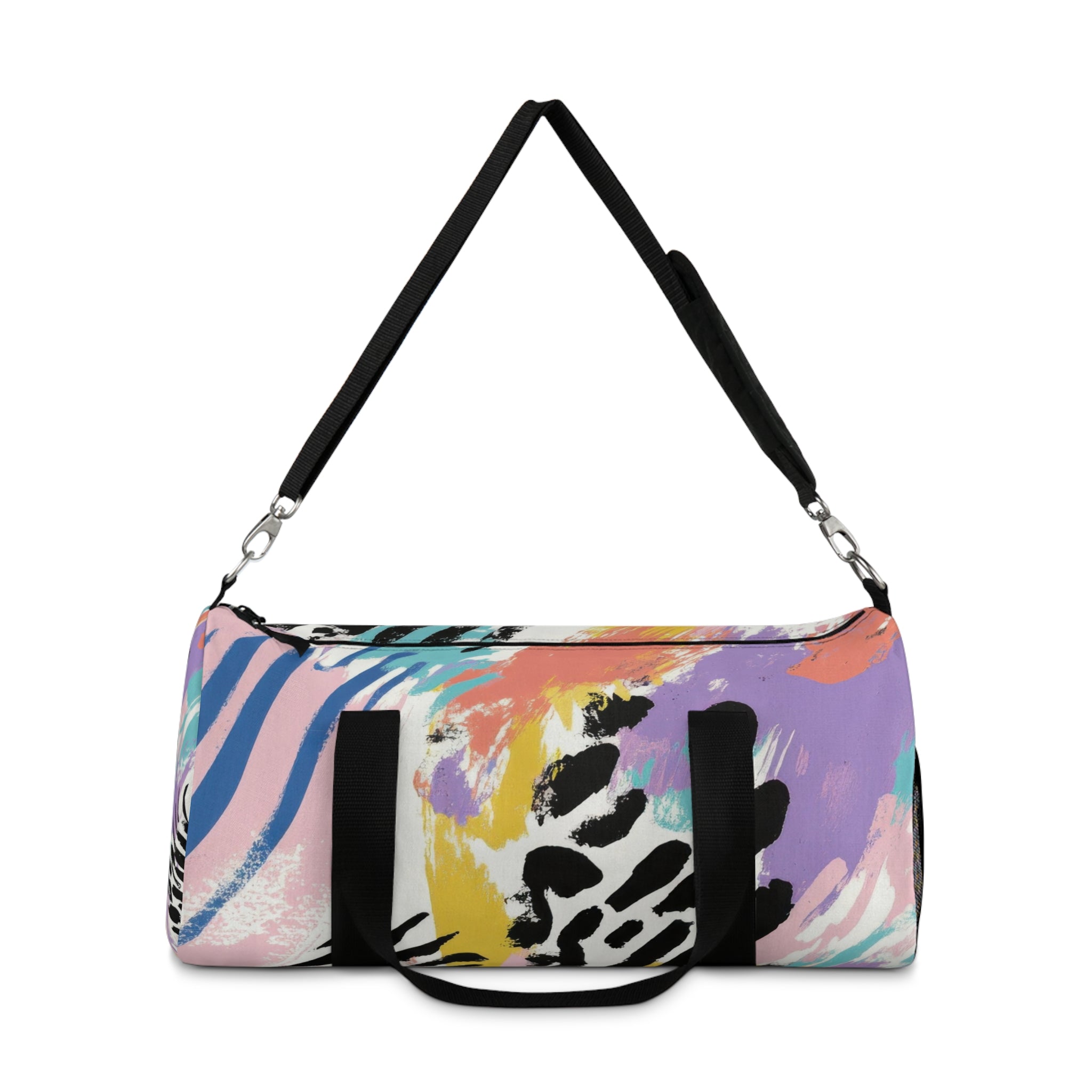 Wild Zebra Stripes x Paint Brush Strokes Multi-Color II Duffel Bag, Artsulli - Art is Long, Life is Short, Bags, , , , , , , 