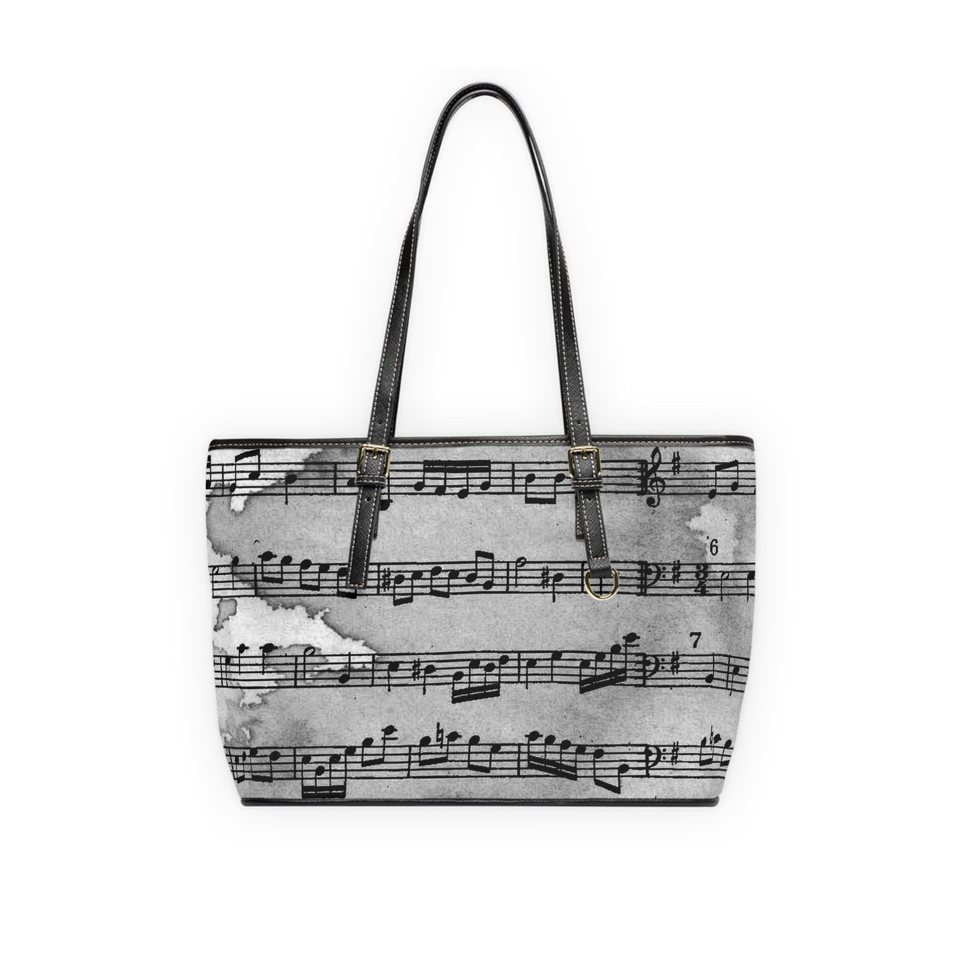 Drip Spill Type Beat Sheet Music Black PU Leather Shoulder Bag, Artsulli - Art is Long, Life is Short, Bags, Size, 16" x 10", Color, Black, , , 17047737672088904911