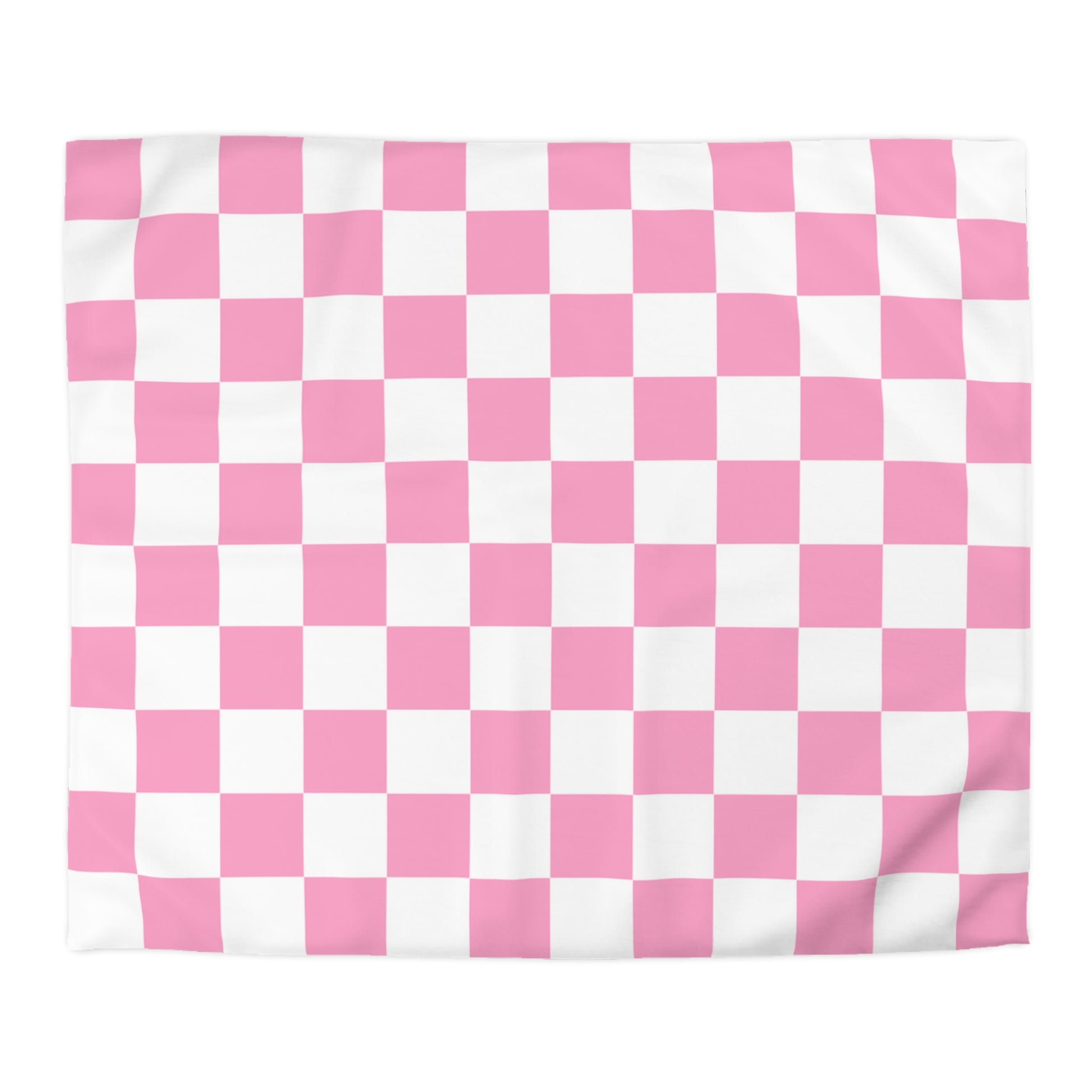 Checkerboard Hot Pink and White Microfiber Duvet Cover, Artsulli - Art is Long, Life is Short, Home Decor, Size, King, Color, White, , , 11589747099554938384