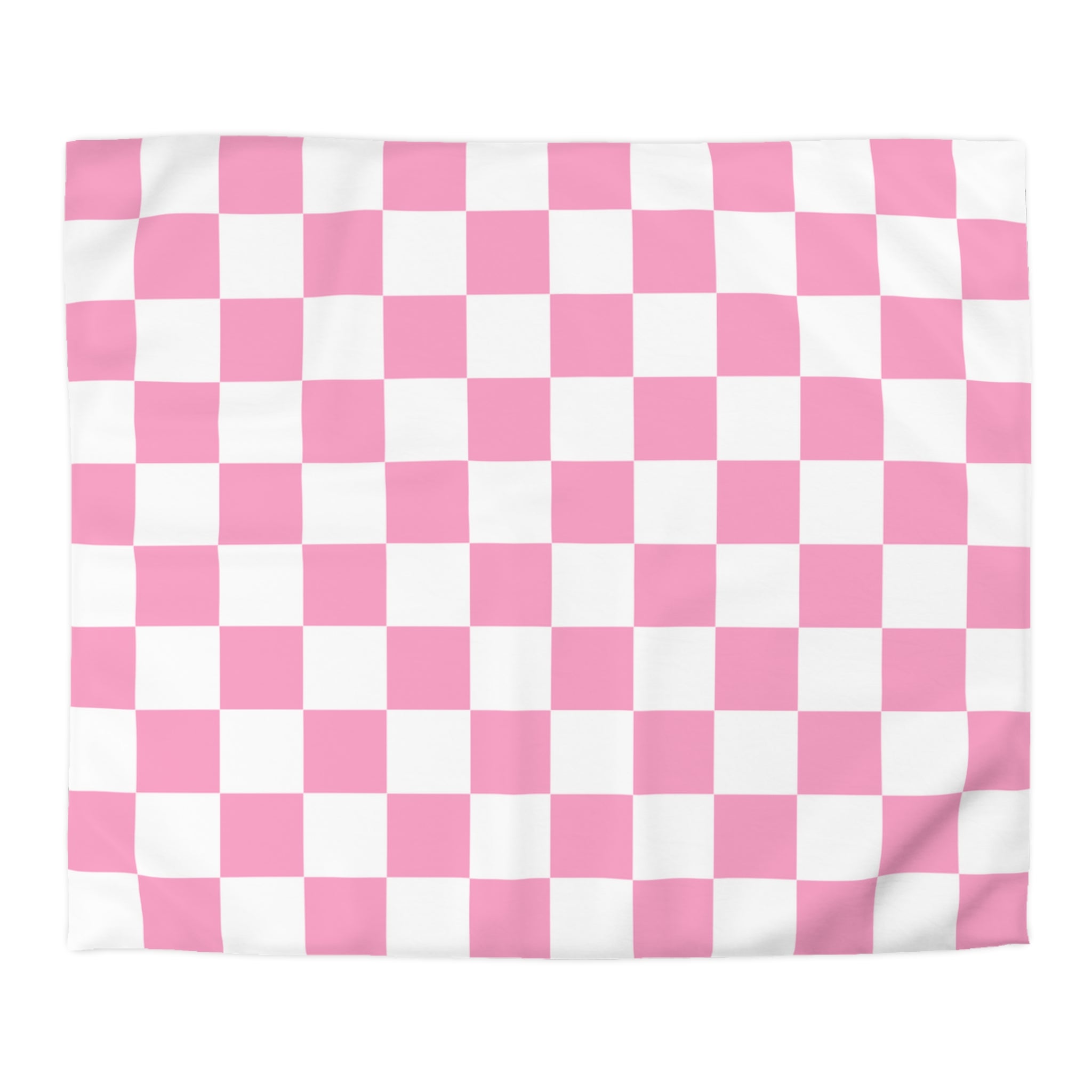 Checkerboard Hot Pink and White Microfiber Duvet Cover, Artsulli - Art is Long, Life is Short, Home Decor, Size, King, Color, White, , , 11589747099554938384