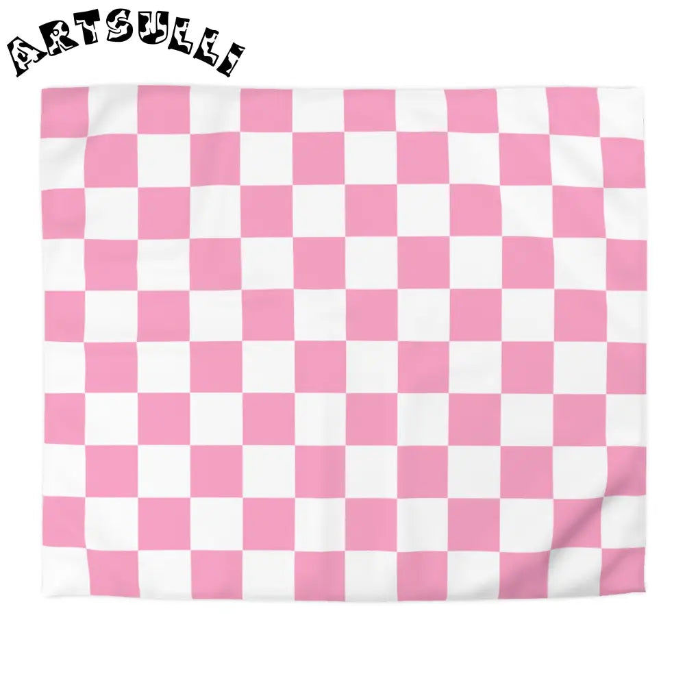 JAKKOUTTHEBXX Checkerboard Hot Pink and White Microfiber Duvet Cover