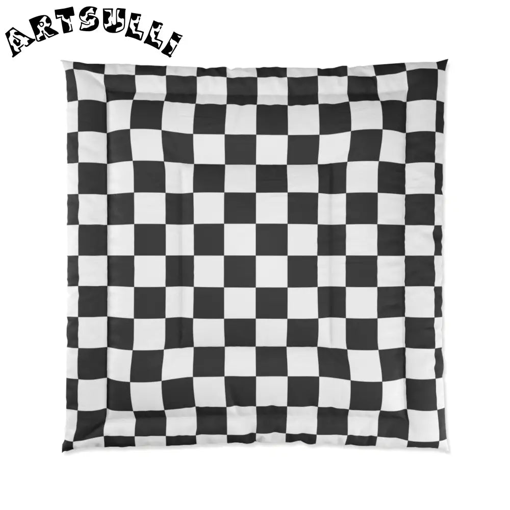 JAKKOUTTHEBXX Checkerboard White and Black Comforter JAKKOUTTHEBXX