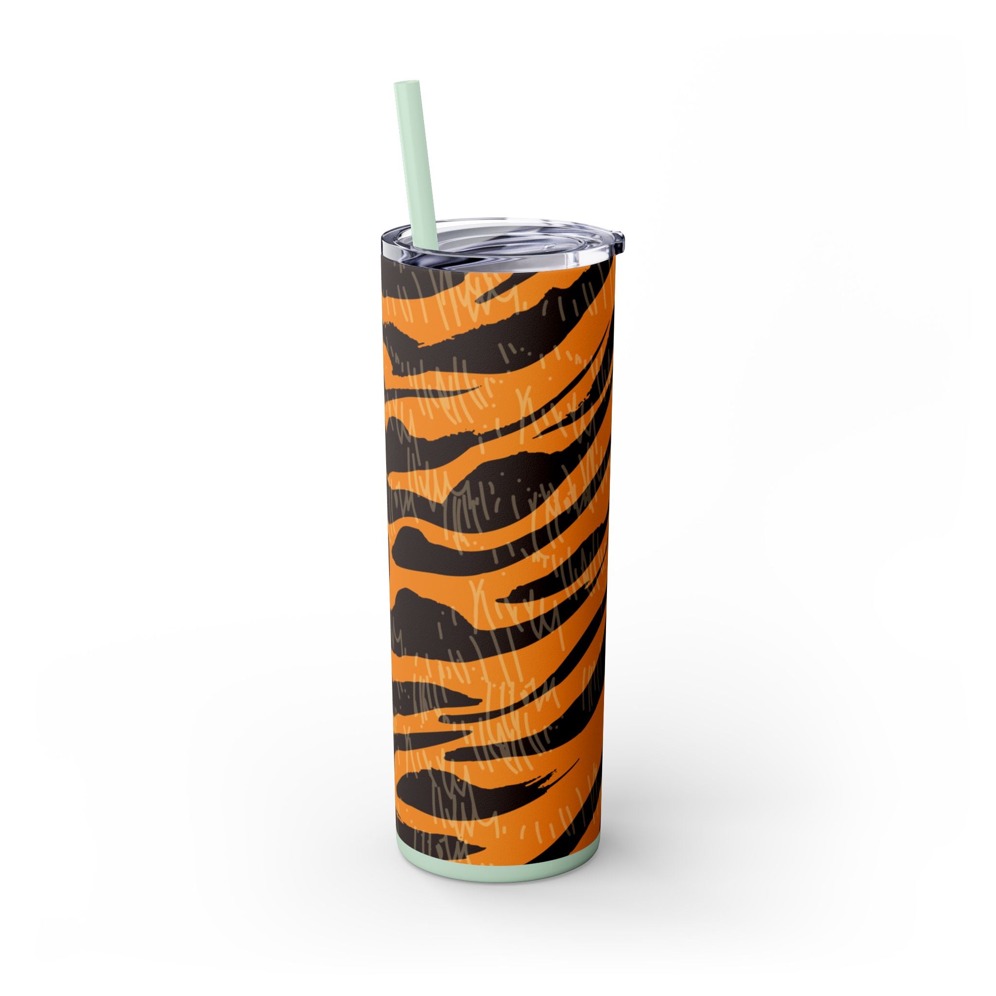 Tiger Scratches Orange & Black Skinny Tumbler with Straw, 20oz, Artsulli - Art is Long, Life is Short, Mug, , , , , , , 