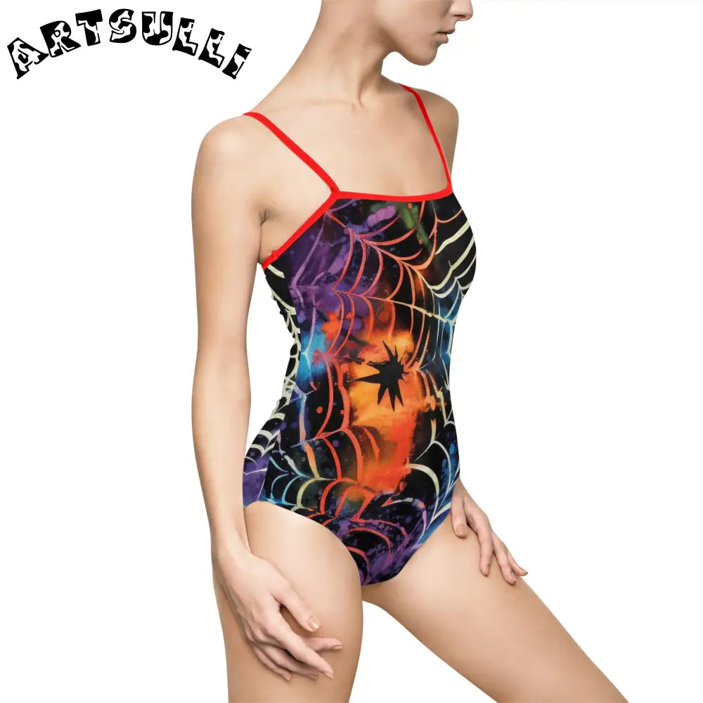 JAKKOUTTHEBXX Colorful Spider Web One-Piece Swimsuit 2025