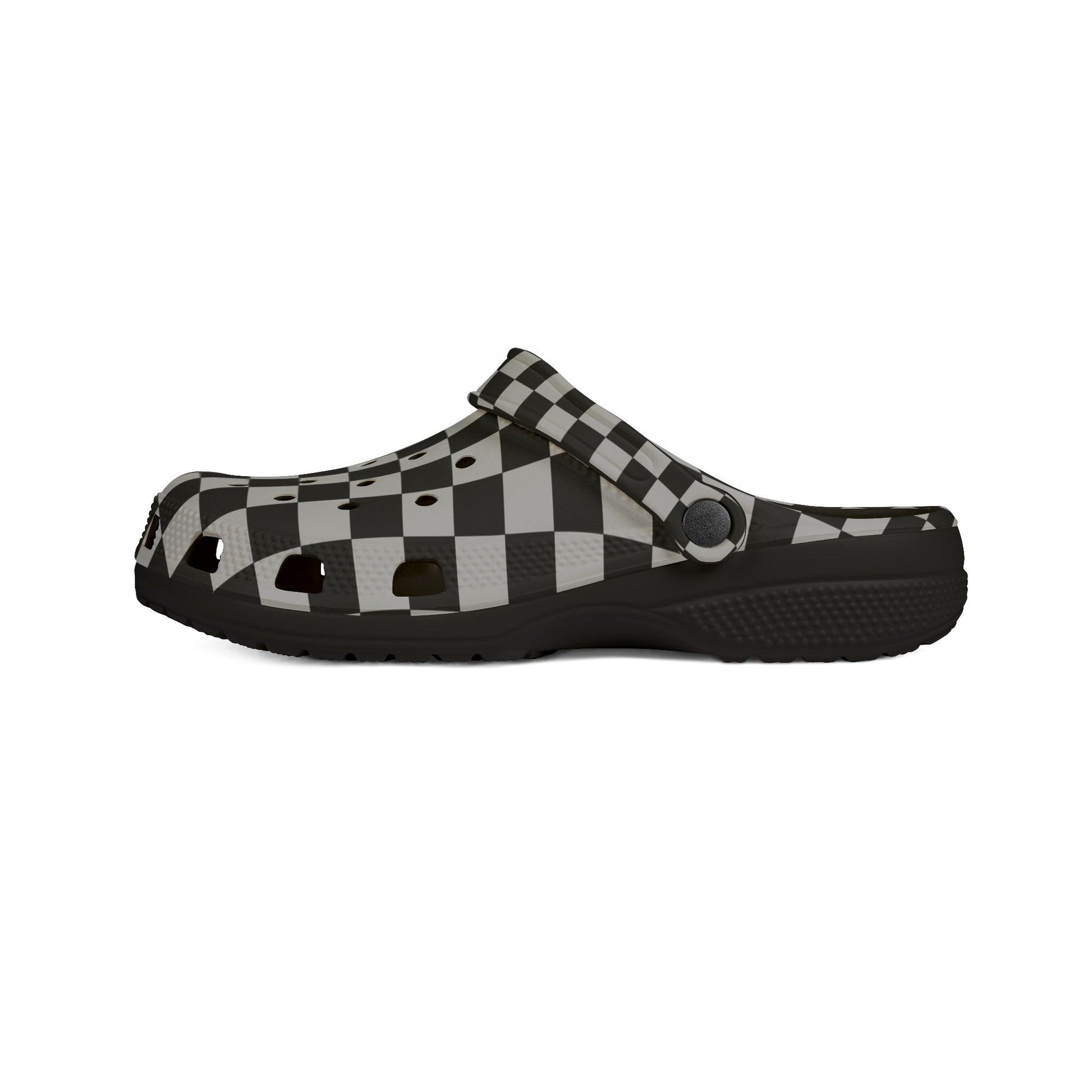 Checkerboard Dada Black and Light Gray EVA Foam Rubber Shoes (AOP), Artsulli - Art is Long, Life is Short, Shoes, , , , , , , 