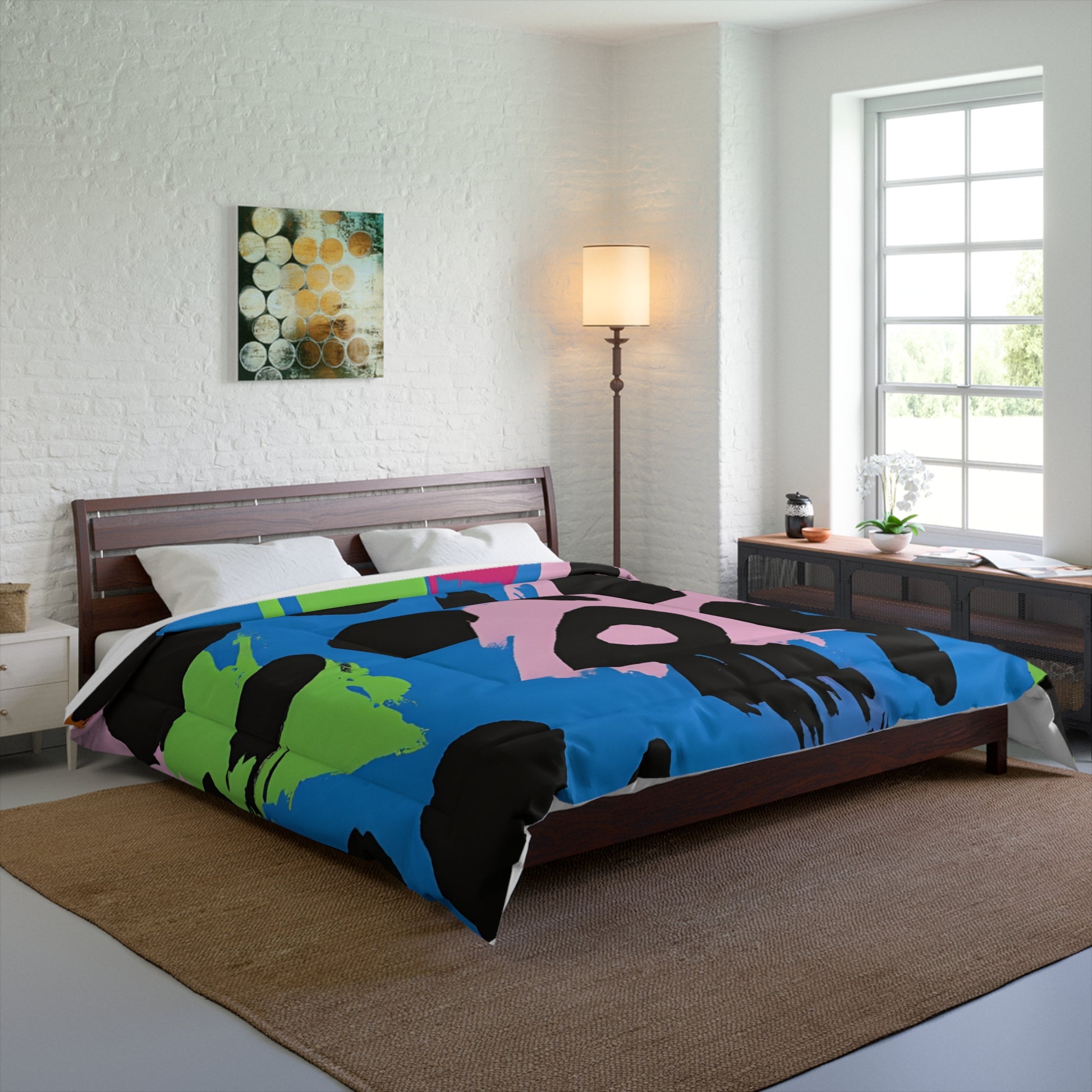 90s Neon Comforter, Artsulli - Art is Long, Life is Short, Home Decor, , , , , , , 
