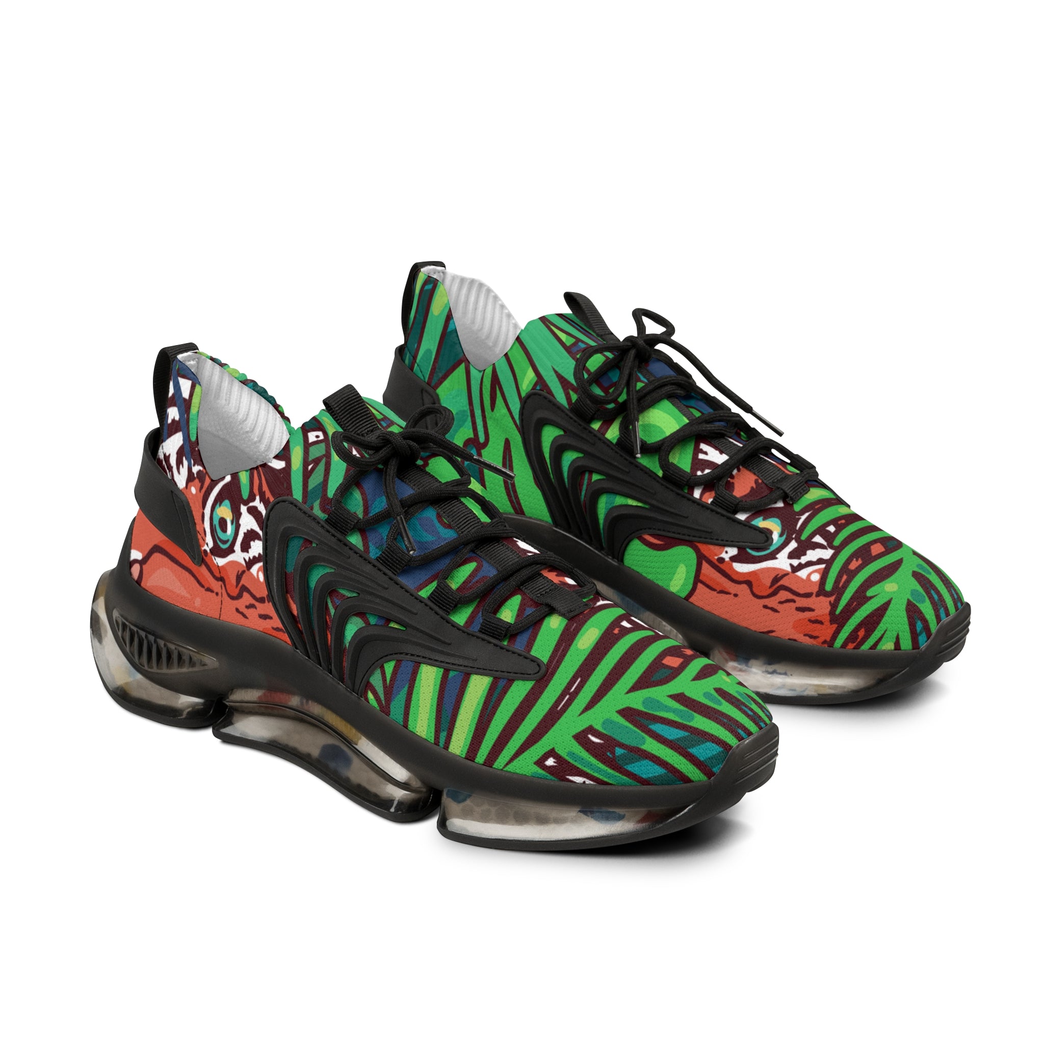 Tropical Jungle Tigers Green Men's Mesh Sneakers, Artsulli - Art is Long, Life is Short, Shoes, Color, Black sole, Size, US 5, , , 14823164201167