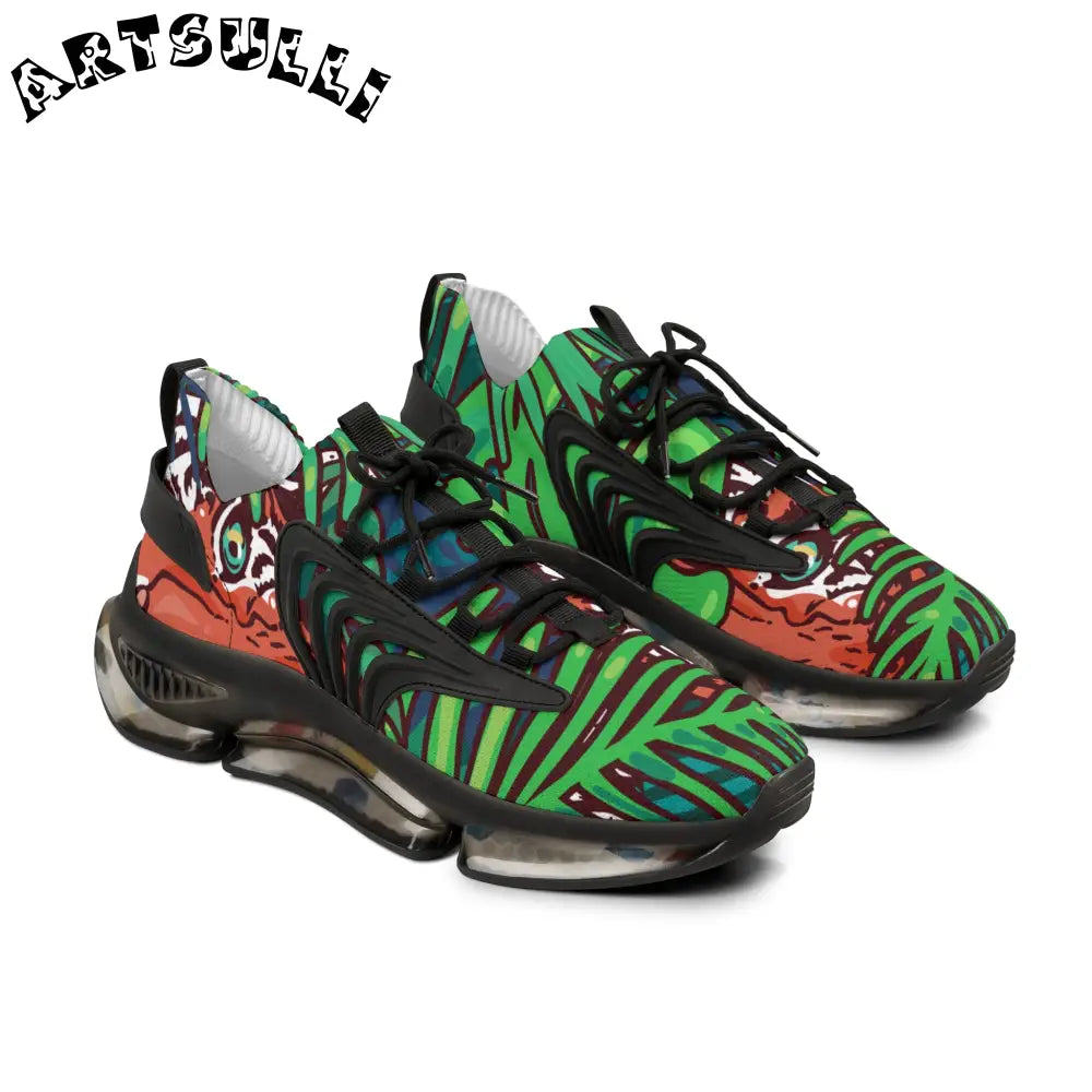 JAKKOUTTHEBXX Tropical Jungle Tigers Green Men’s Mesh Sneakers