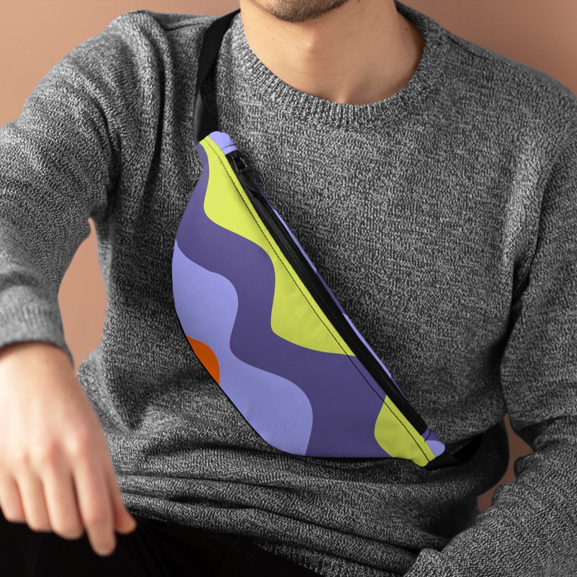 Waves Yellow and Blue Fanny Pack, Artsulli - Art is Long, Life is Short, Bags, , , , , , , 