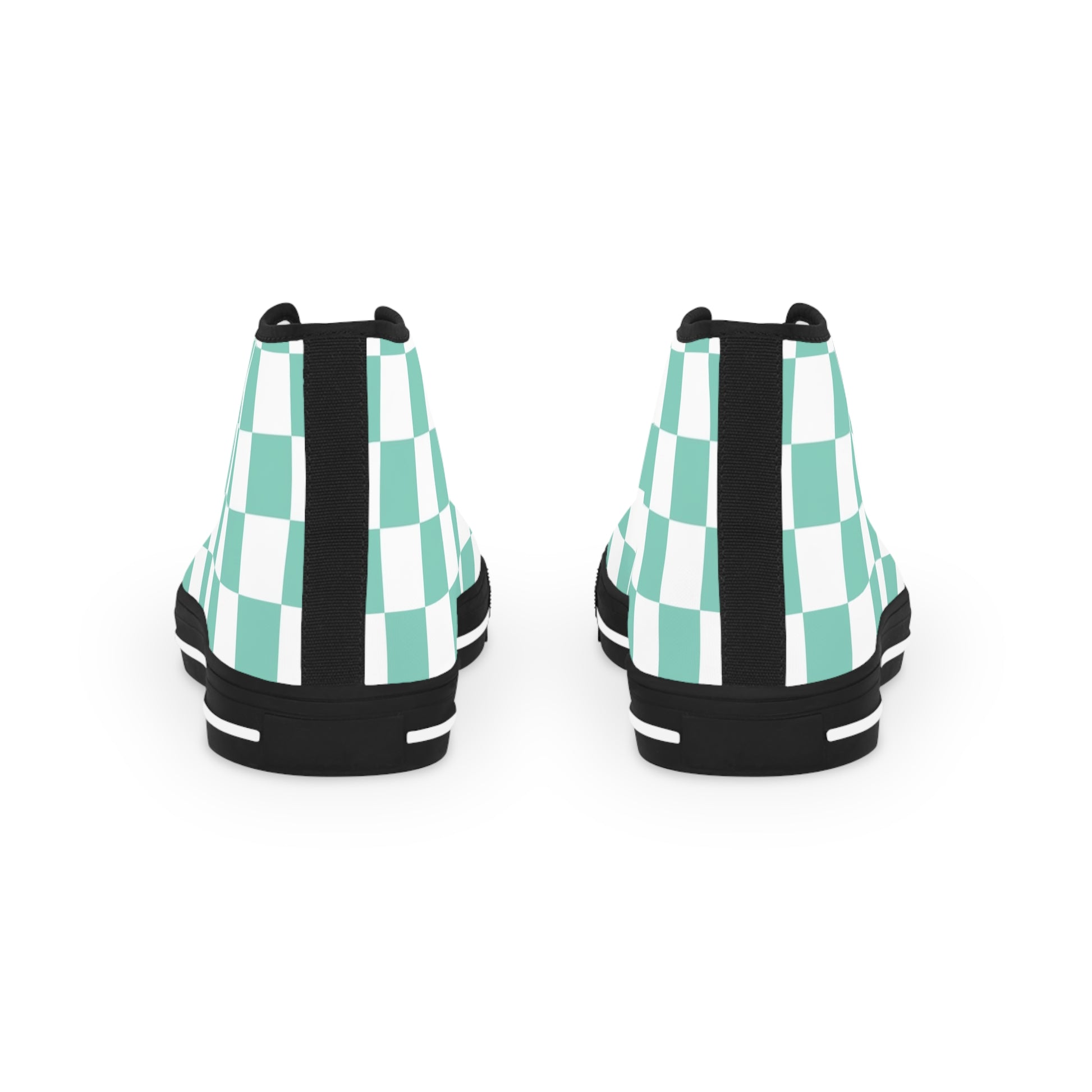 Checkerboard Light Green Men's High Top Sneakers, Artsulli - Art is Long, Life is Short, Shoes, , , , , , , 