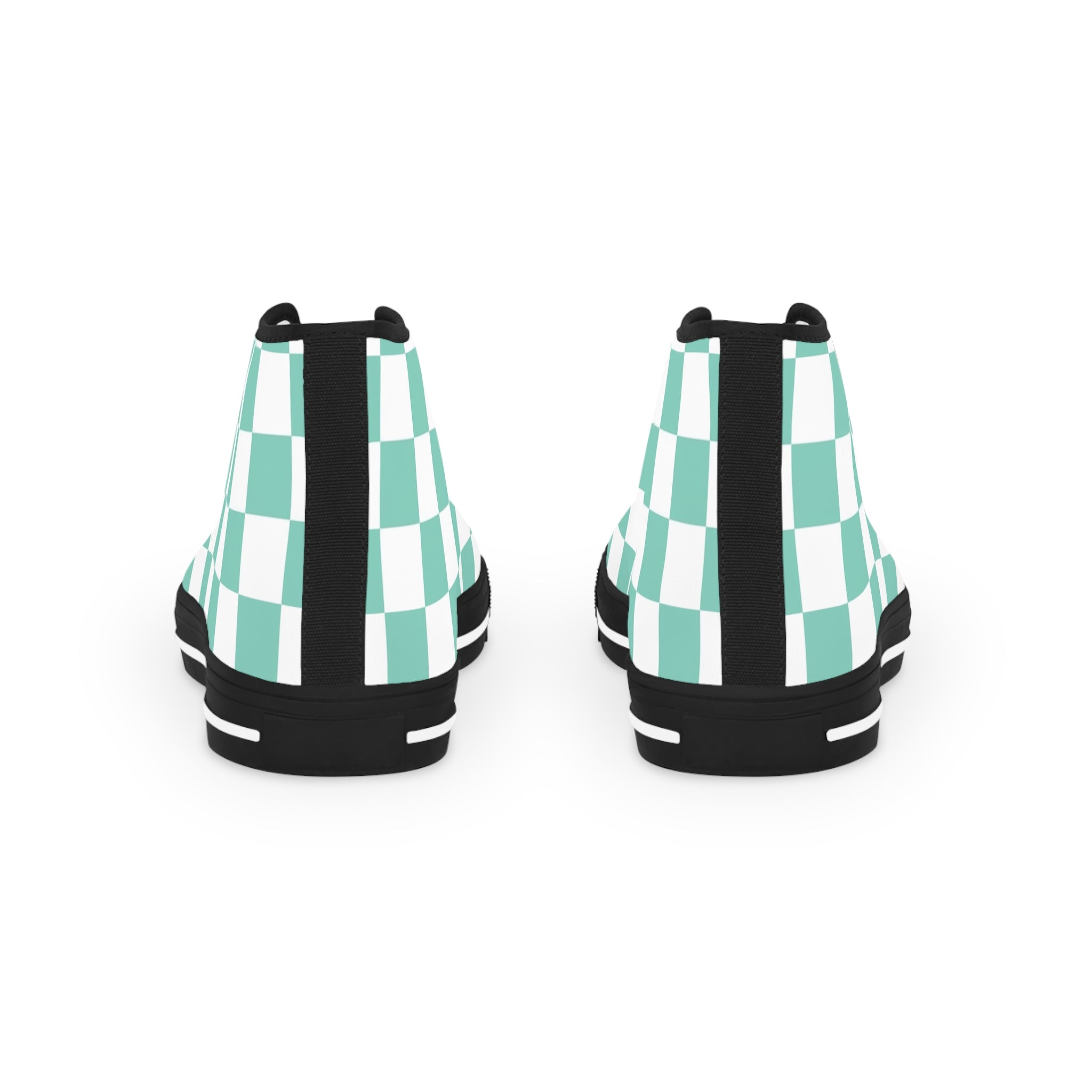 Checkerboard Light Green Men's High Top Sneakers, Artsulli - Art is Long, Life is Short, Shoes, , , , , , , 