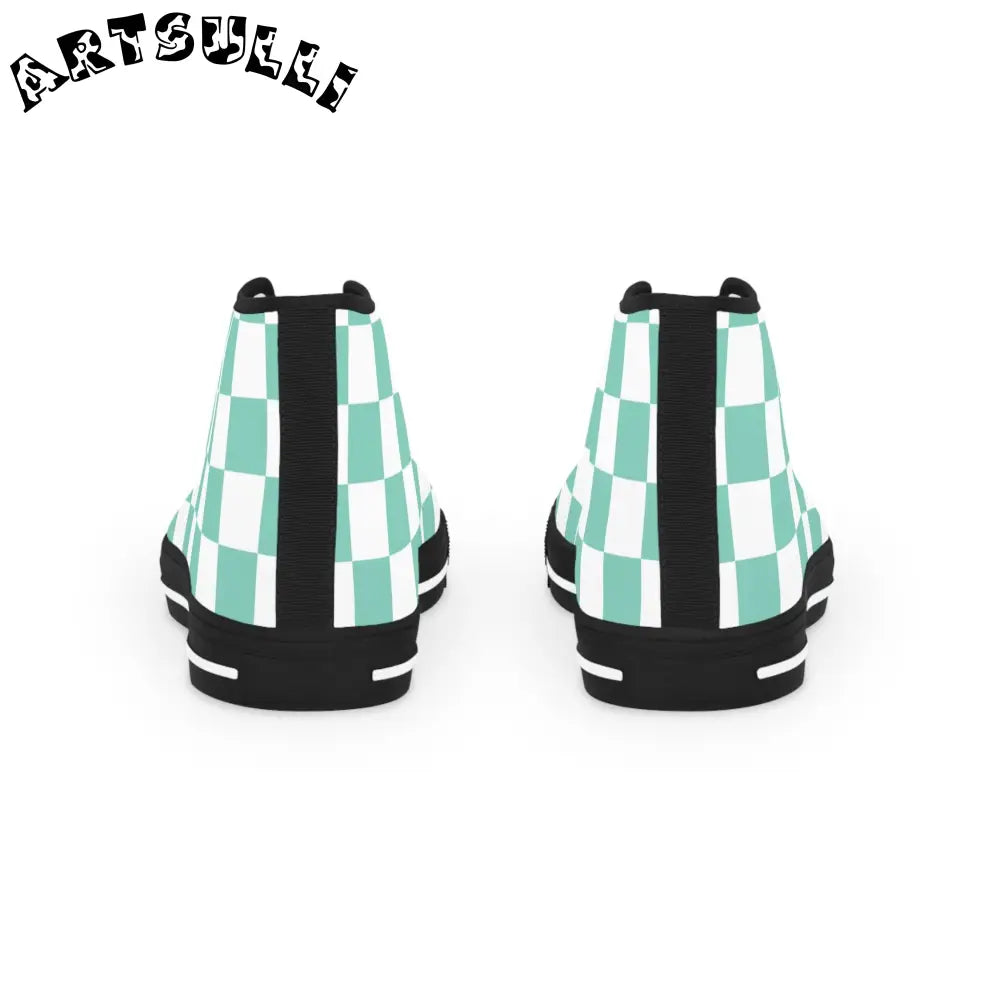 JAKKOUTTHEBXX Checkerboard Light Green Men’s High Top Sneakers