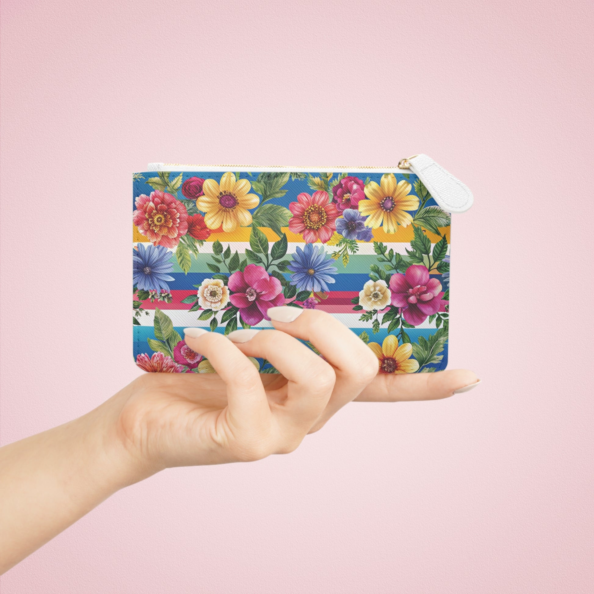 Floral Stripe 4K Mini Clutch Bag, Artsulli - Art is Long, Life is Short, Bags, , , , , , , 