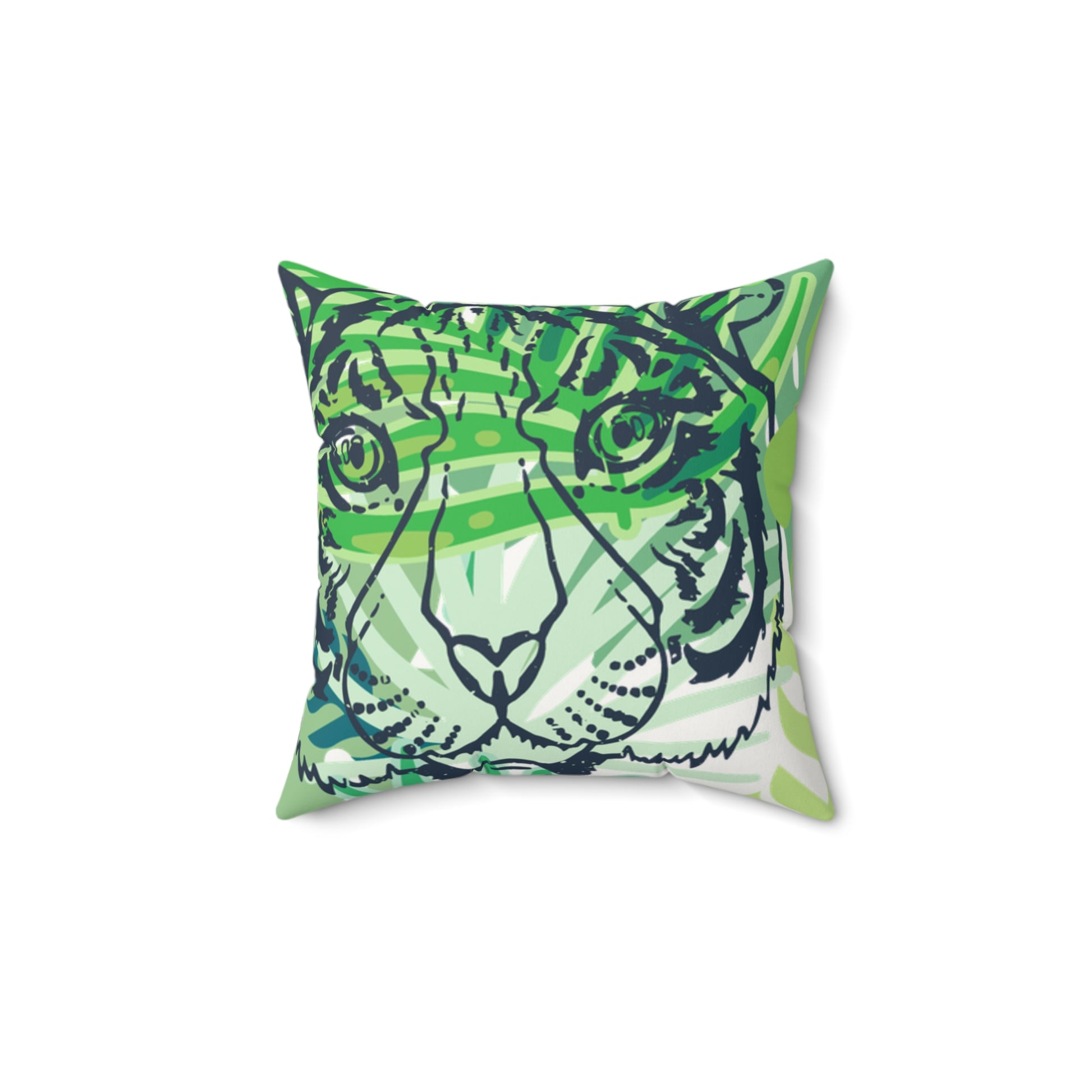 Tropical Jungle Tigers Green Faux Suede Square Pillow, Artsulli - Art is Long, Life is Short, Home Decor, , , , , , , 
