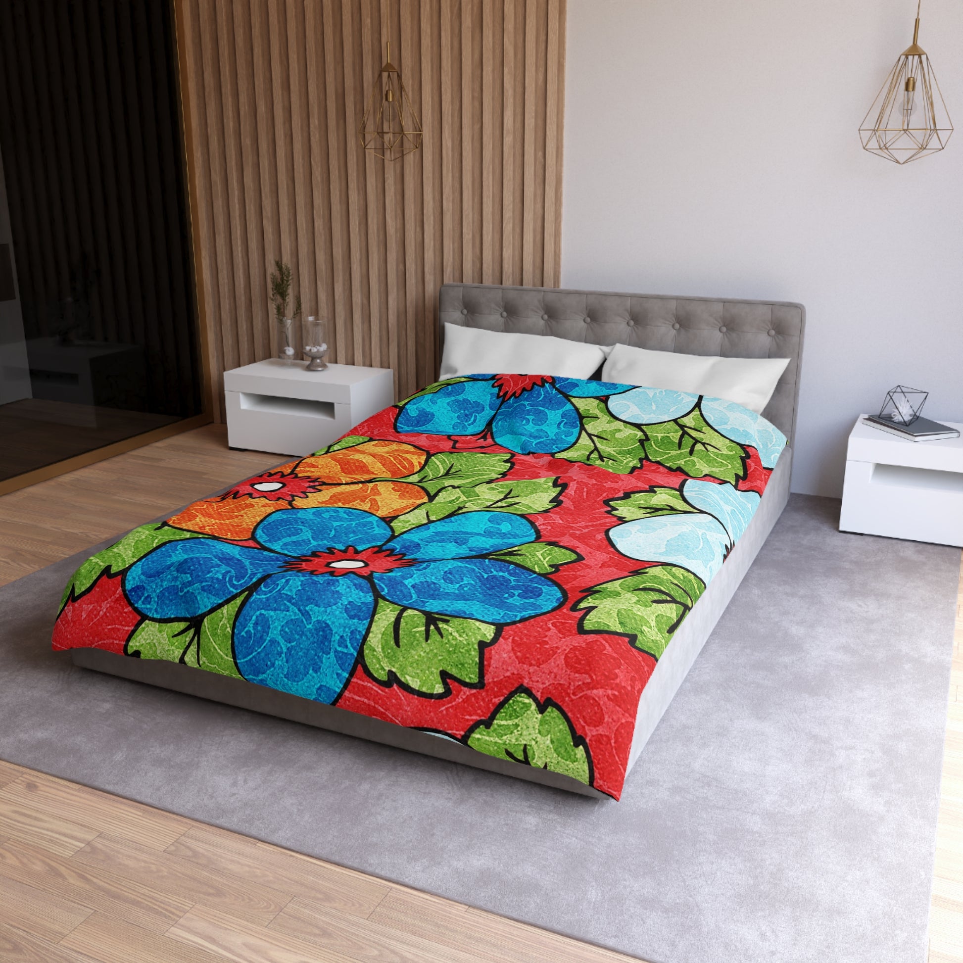 Groovy Red Floral Kl Microfiber Duvet Cover, Artsulli - Art is Long, Life is Short, Home Decor, , , , , , , 