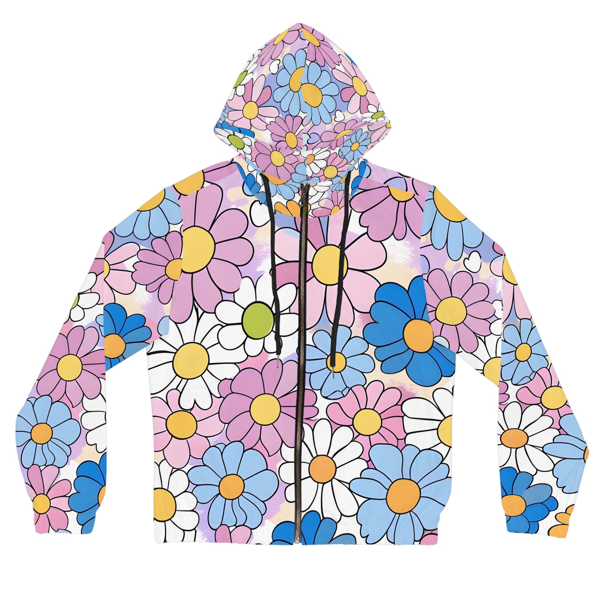 Flower Hour Purple and Blue Women’s Full-Zip Hoodie (AOP), Artsulli - Art is Long, Life is Short, All Over Prints, Size, XS, Color, Black, , , 53937641776896