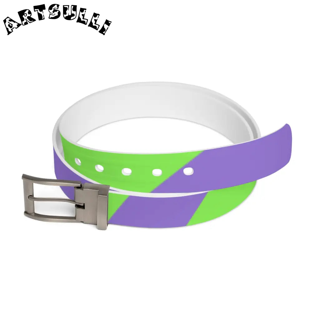 JAKKOUTTHEBXX Tyrannosaurus Print Green and Purple Belt